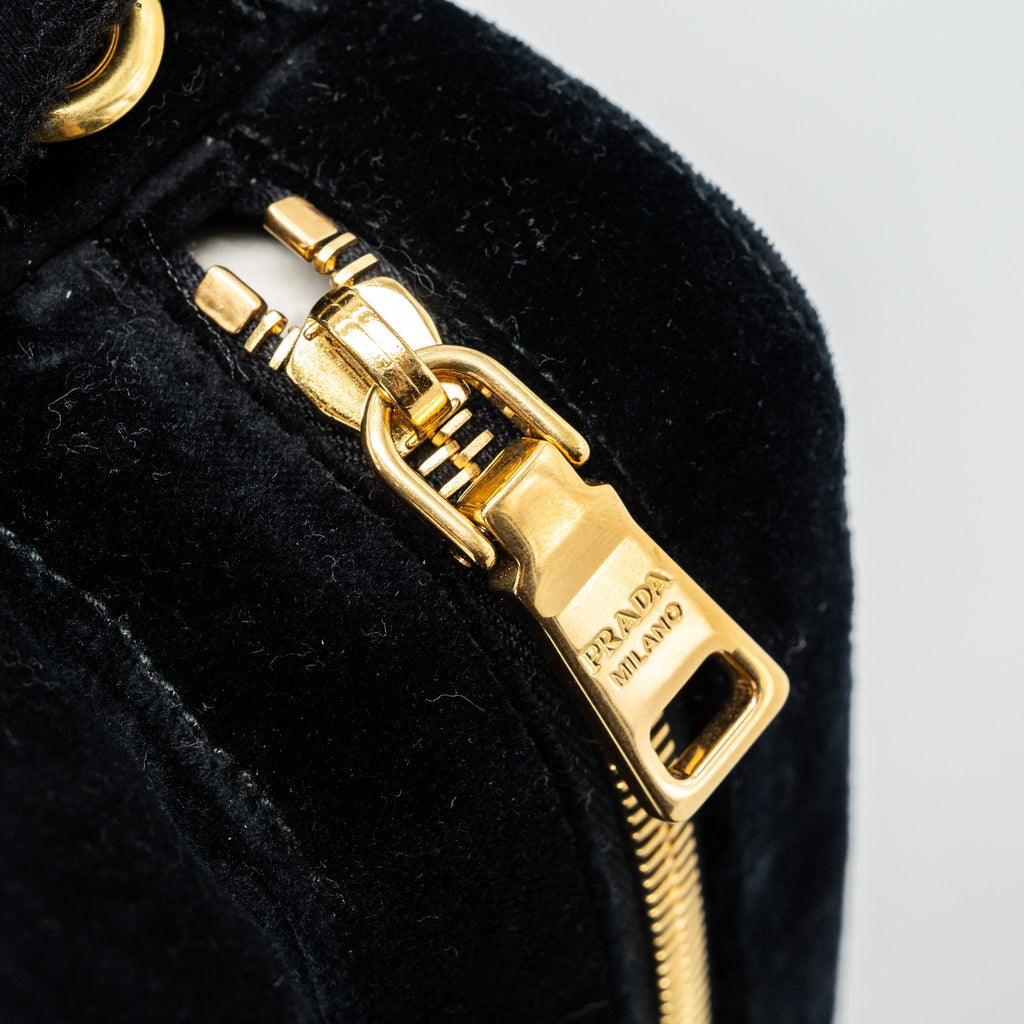 PRADA CAMERA BAG VELVET BLACK GHW