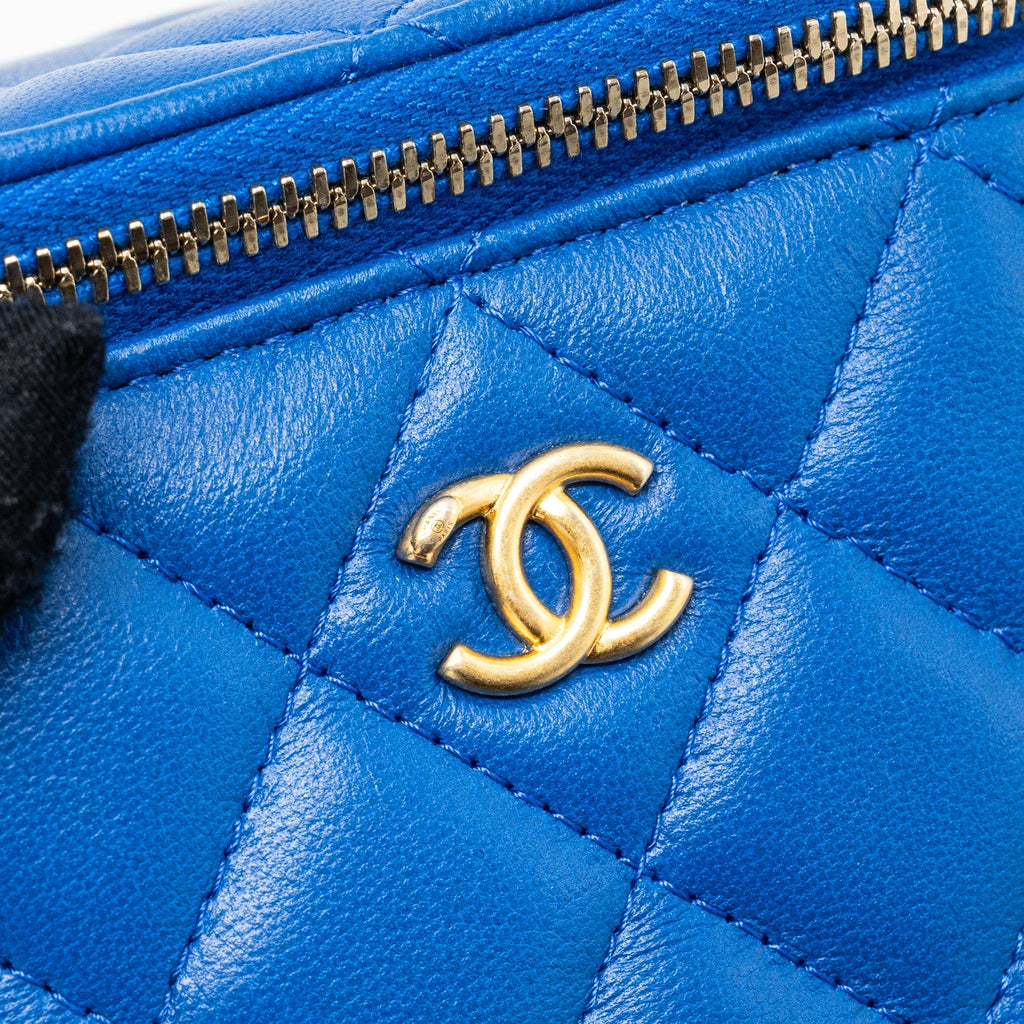 CHANEL PEARL CRUSH MINI VANITY LAMBSKIN BLUE GHW(MICROCHIP)