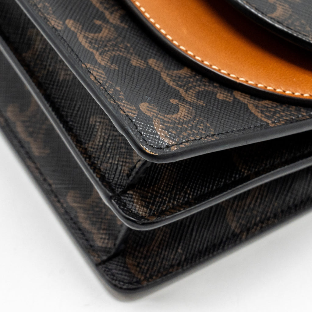 CELINE WALLET ON STRAP TRIOMPHE CANVAS/SMOOTH LAMBSKIN TAN GHW