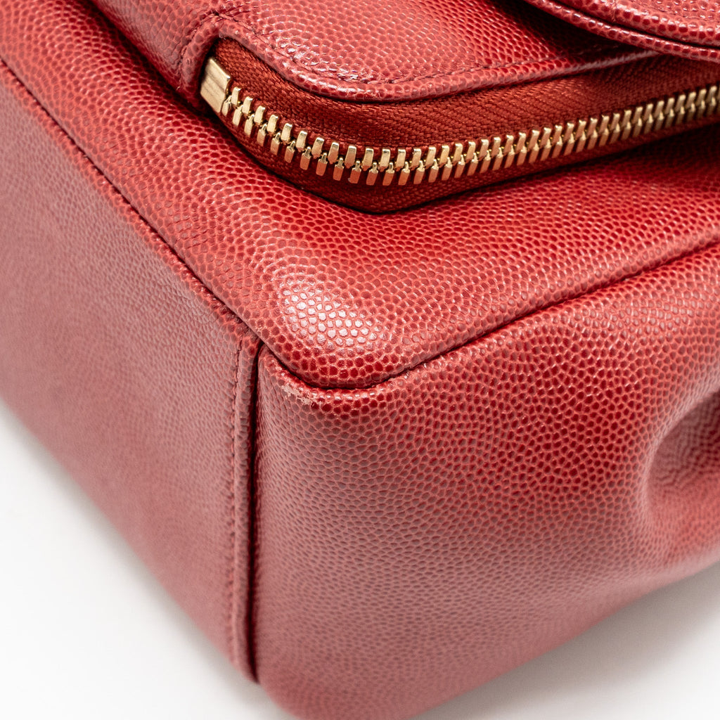 CHANEL LARGE BUSINESS AFFINITY CAVIAR RED LGHW