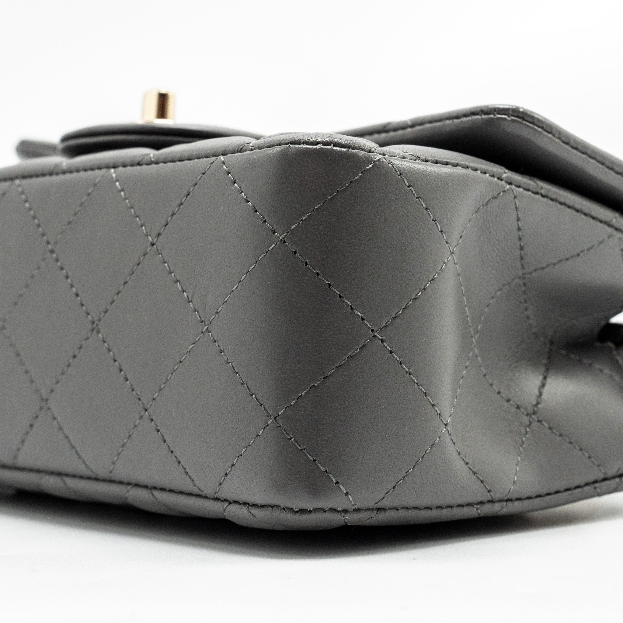 CHANEL MINI RECTANGULAR FLAP BAG LAMBSKIN GREY LGHW (MICROCHIP)
