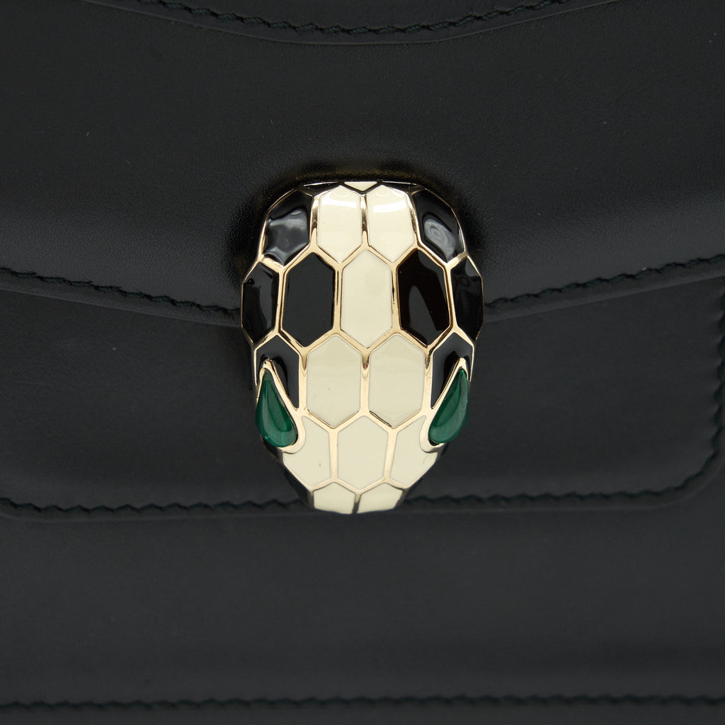 BVLGARI SERPENTI FOREVER FLAP BAG LARGE BLACK GHW