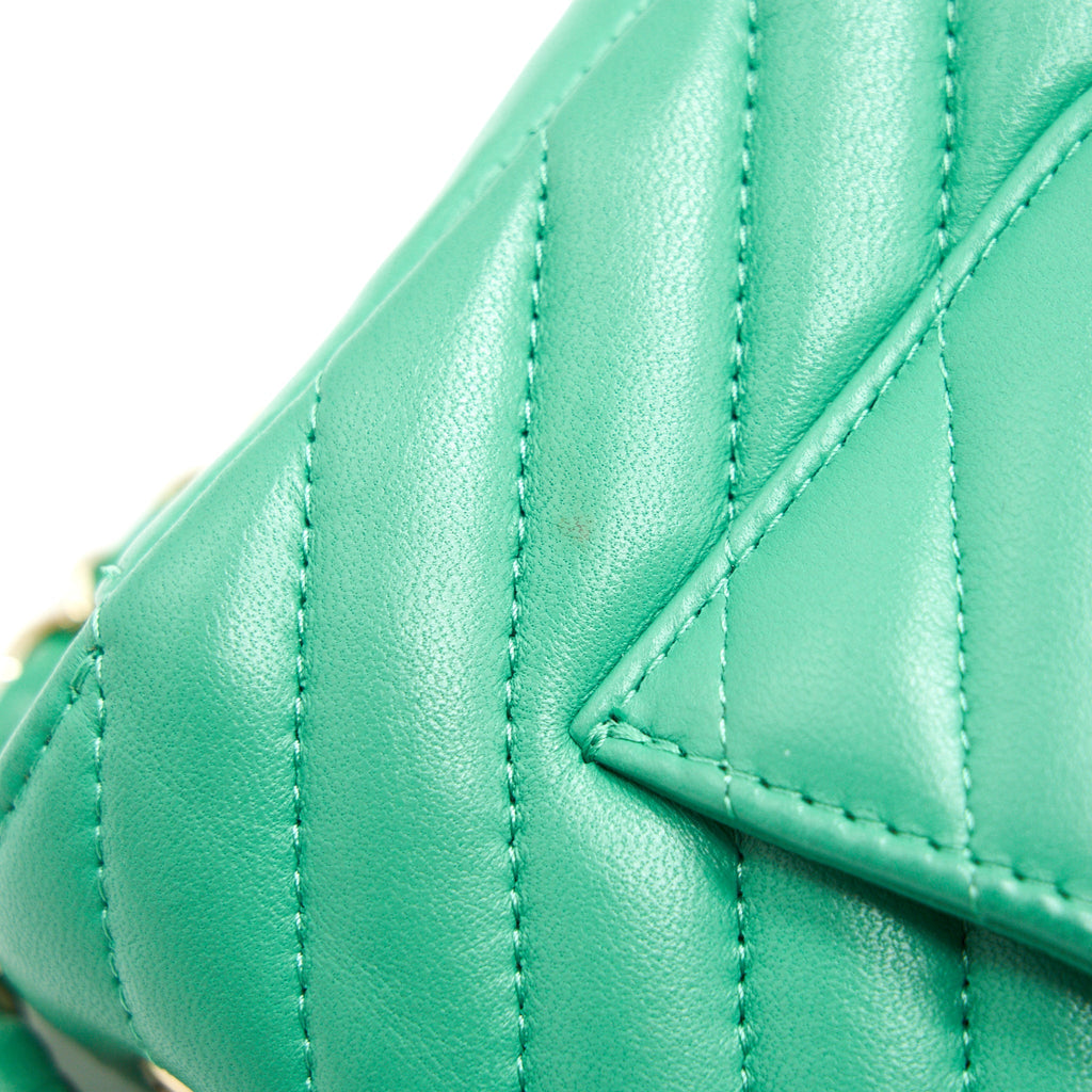 CHANEL CHEVRON MINI RECTANGULAR GREEN WITH LGHW