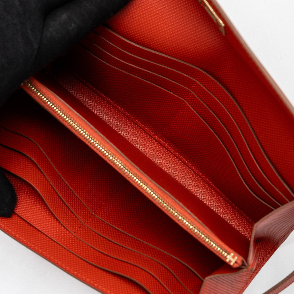 HERMES KELLY LONG WALLET GRAIN SANGUINE GHW