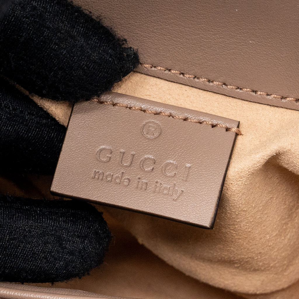 GUCCI SUPER MINI GG MARMONT BAG CALFSKIN BEIGE GHW