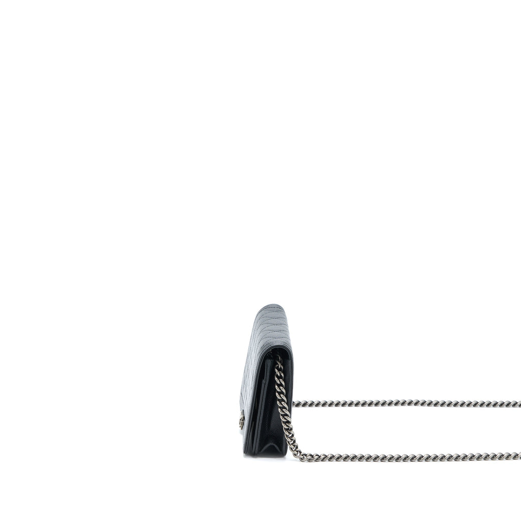CHANEL BOY WALLET ON CHAIN CAVIAR BLACK RUTHENIUM HARDWARE (MICROCHIP)