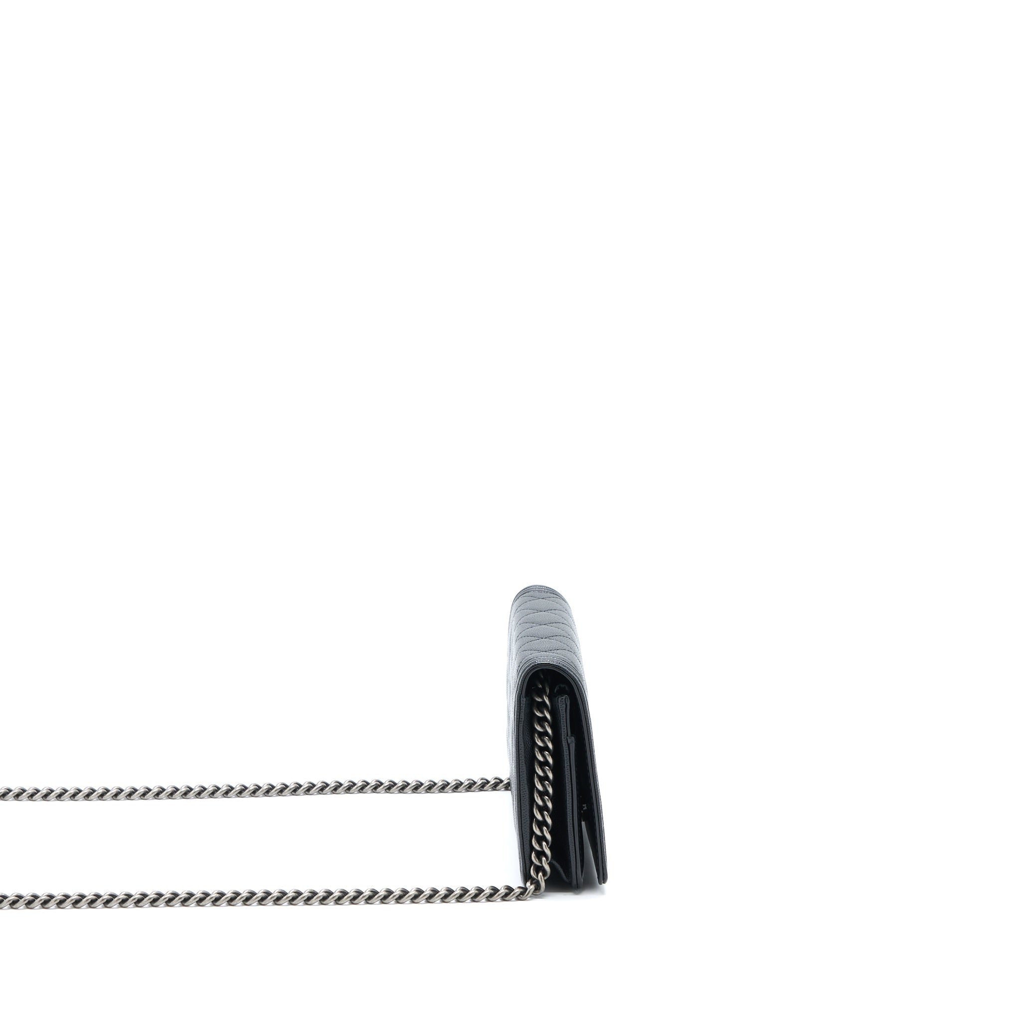 CHANEL BOY WALLET ON CHAIN CAVIAR BLACK RUTHENIUM HARDWARE (MICROCHIP)