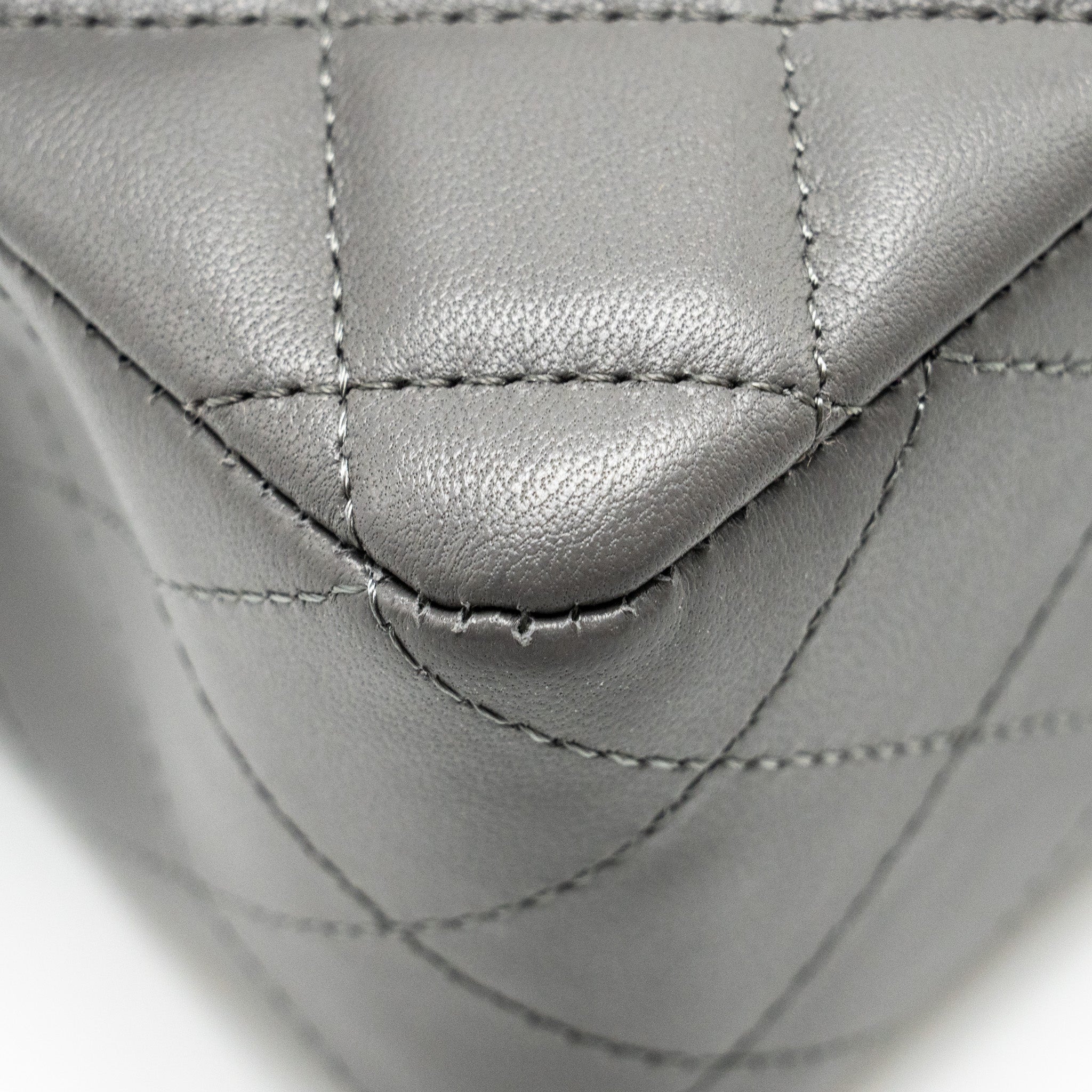 CHANEL MINI RECTANGULAR FLAP BAG LAMBSKIN GREY LGHW (MICROCHIP)