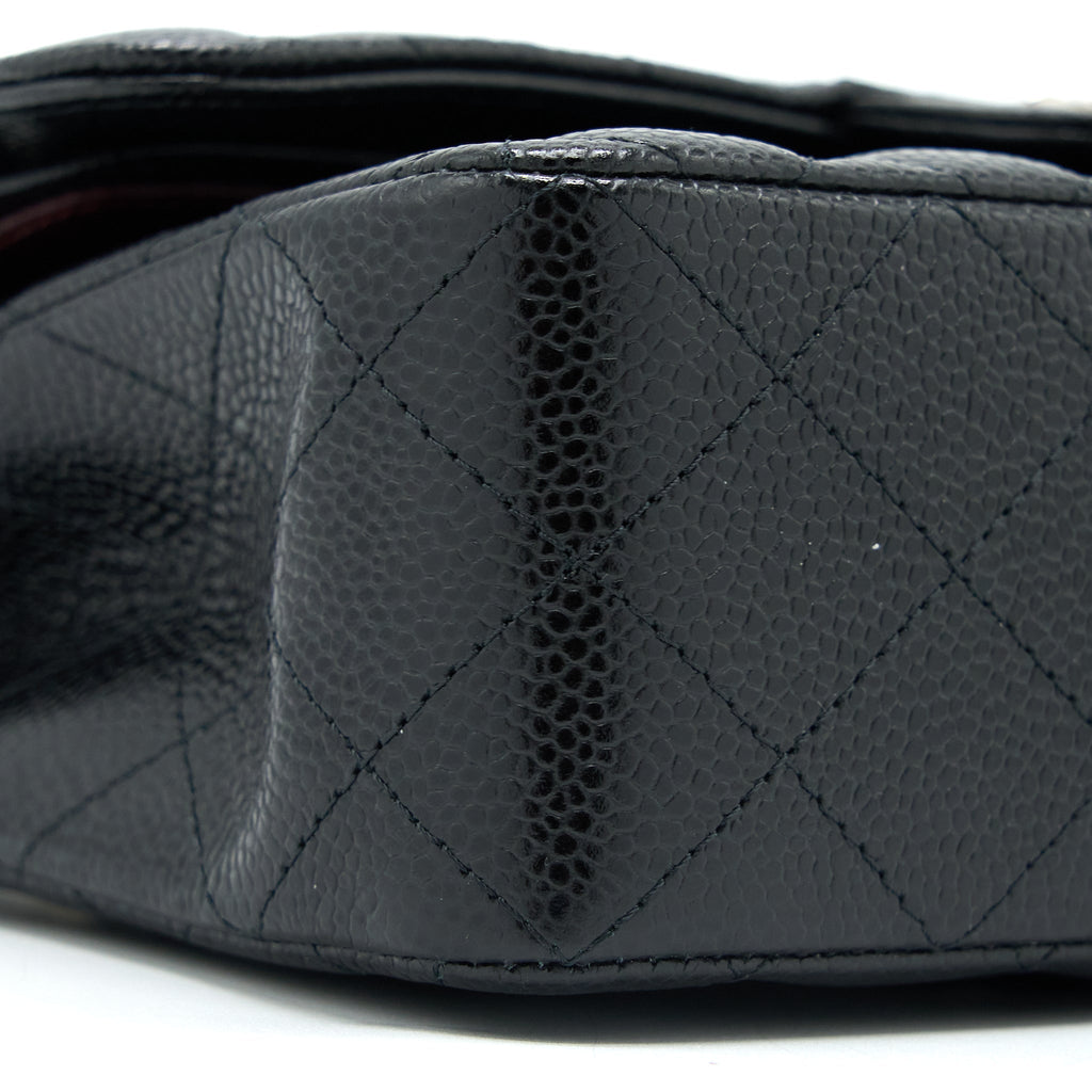 CHANEL SMALL CLASSIC FLAP BAG CAVIAR BLACK SHW