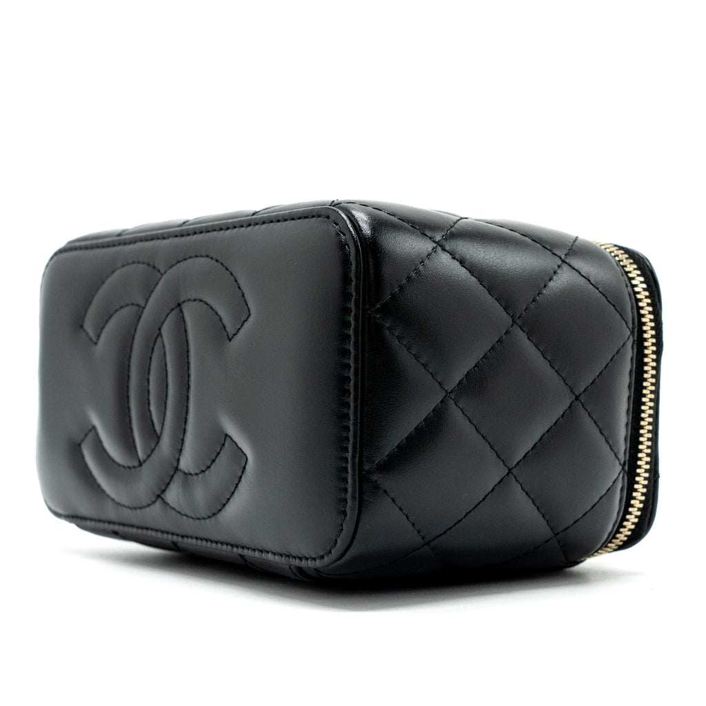 CHANEL 24C GOLD CRUSH LONG VANITY CASE SHINY CALFSKIN BLACK GHW (MICROCHIP)