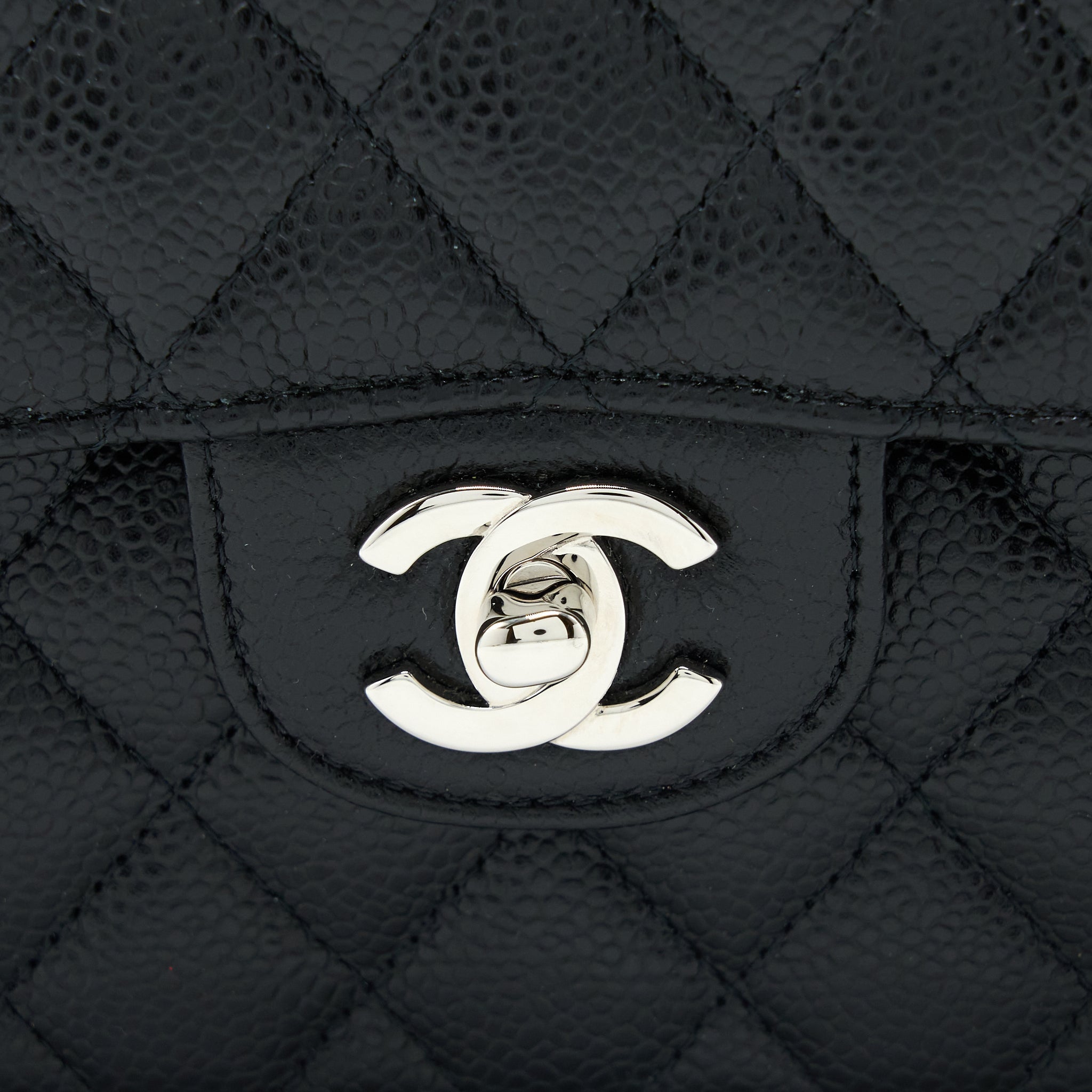 CHANEL SMALL CLASSIC FLAP BAG CAVIAR BLACK SHW