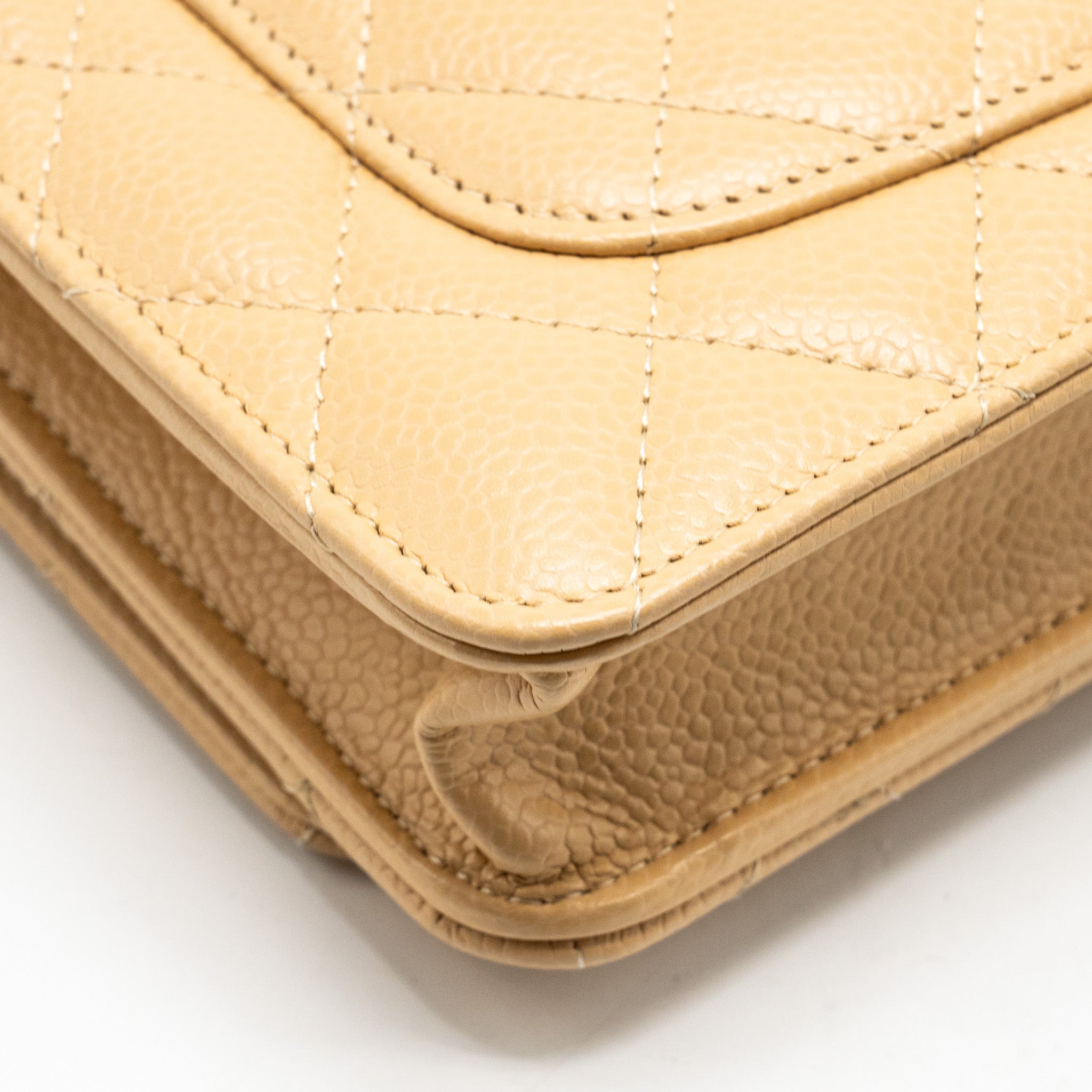CHANEL CLASSIC WALLET ON CHAIN CAVIAR BEIGE SHW (MICROCHIP)