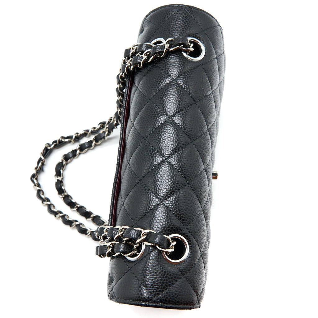 CHANEL SMALL CLASSIC FLAP BAG CAVIAR BLACK SHW