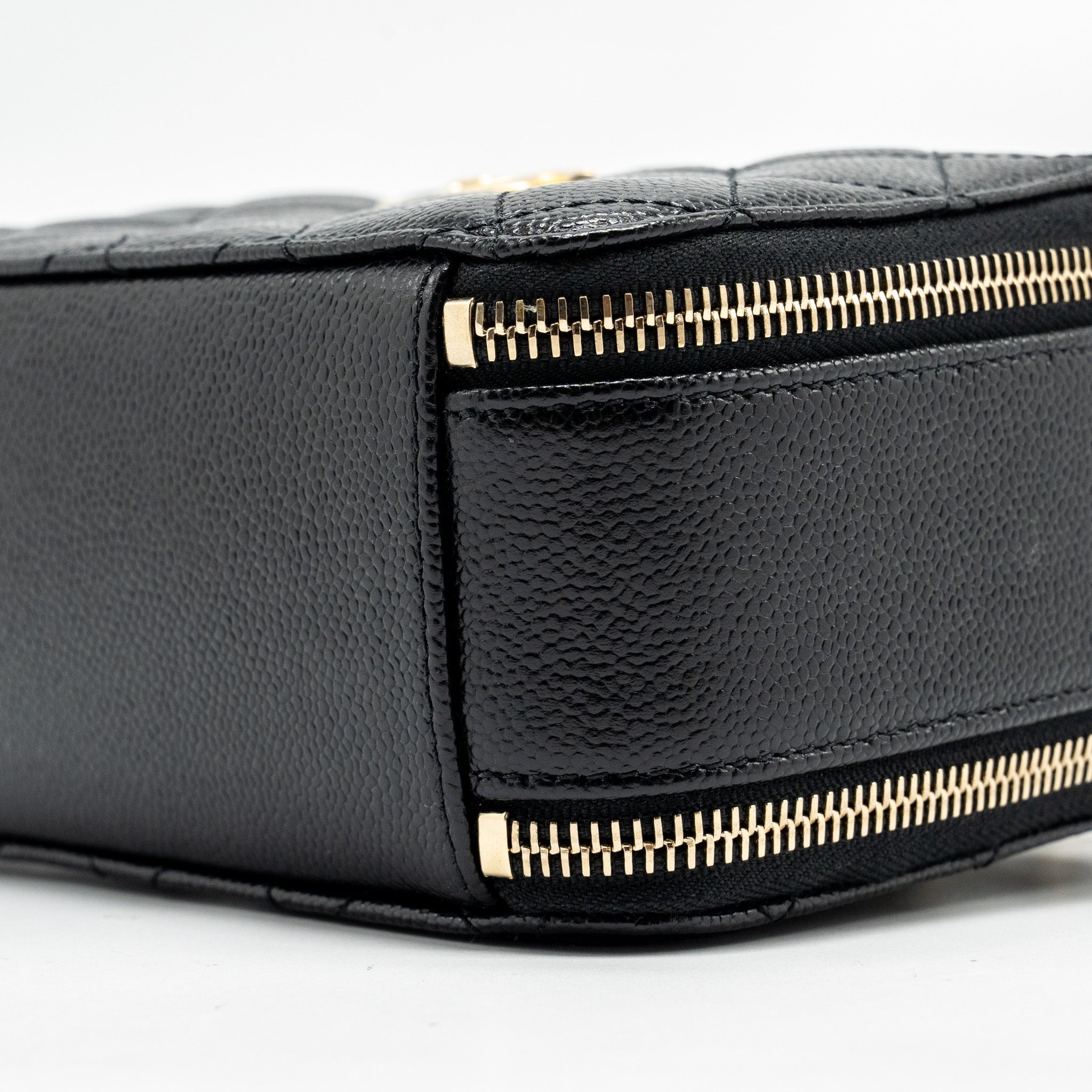 CHANEL 22S LETTER TOP HANDLE SMALL VANITY CASE CAVIAR BLACK BRUSHED GHW (MICROCHIP)