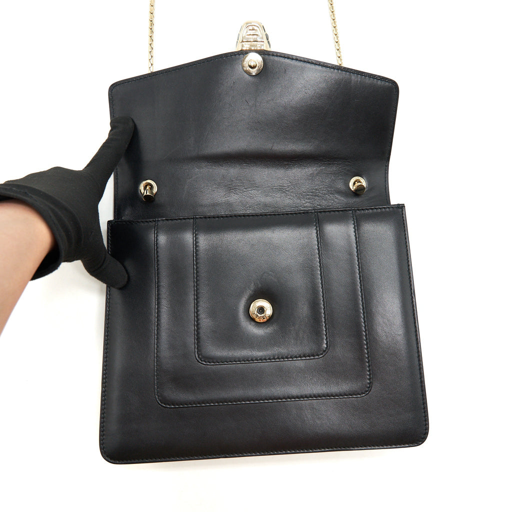 BVLGARI SERPENTI FOREVER FLAP BAG LARGE BLACK GHW