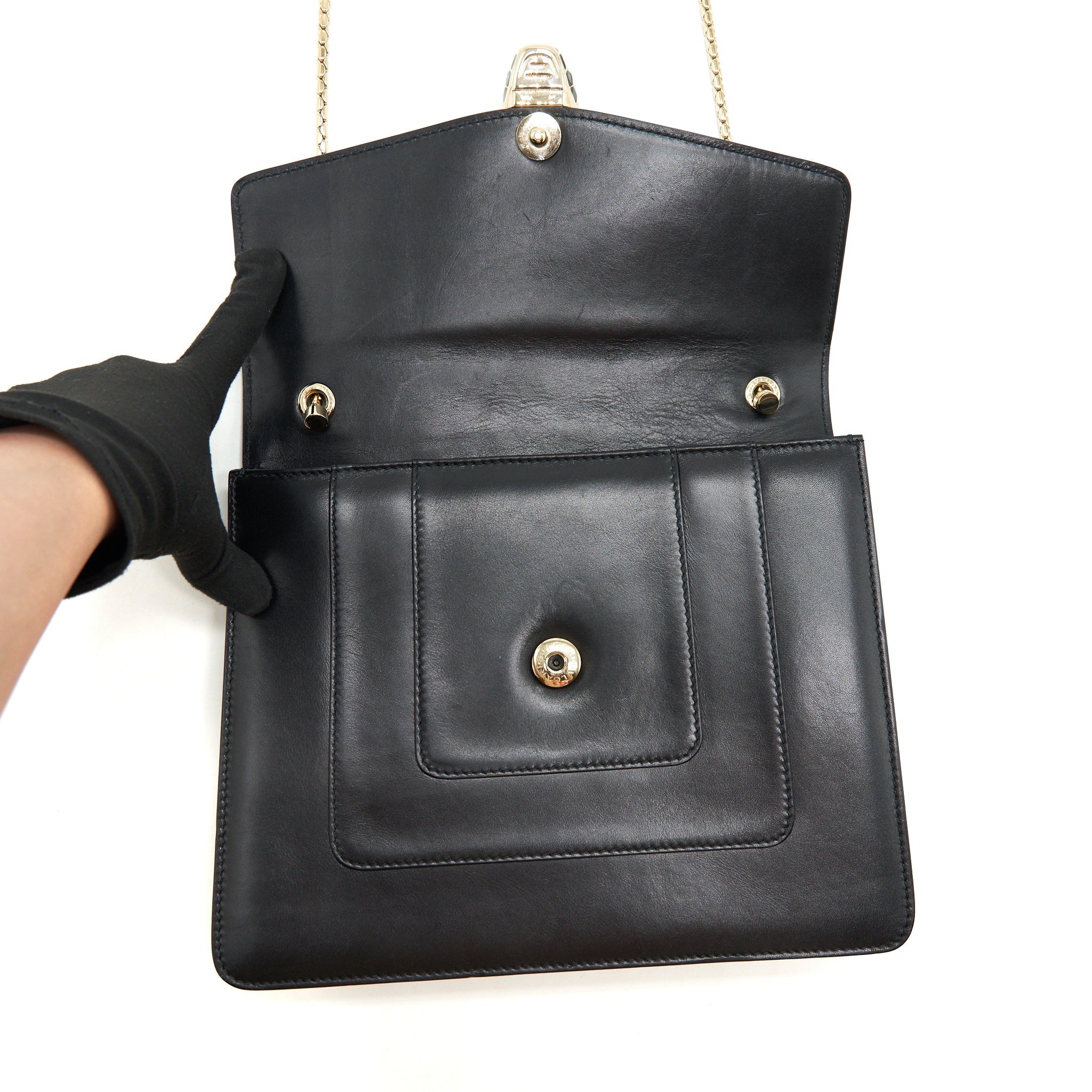 BVLGARI SERPENTI FOREVER FLAP BAG LARGE BLACK GHW