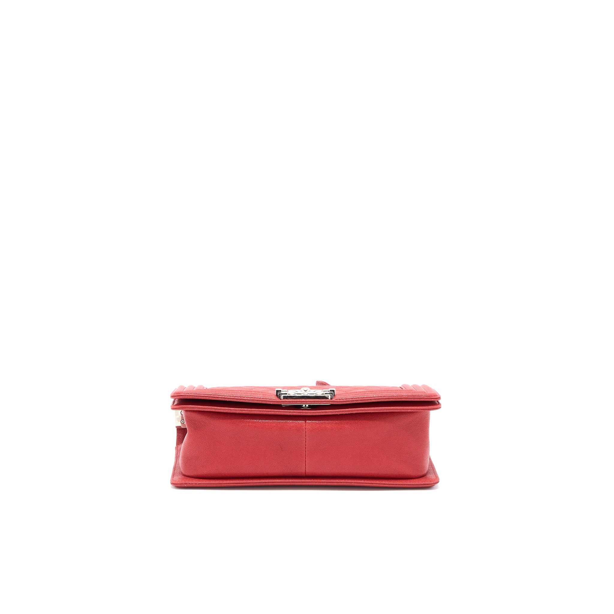 CHANEL MEDIUM BOY BAG GRAINED CALFSKIN RED SHW