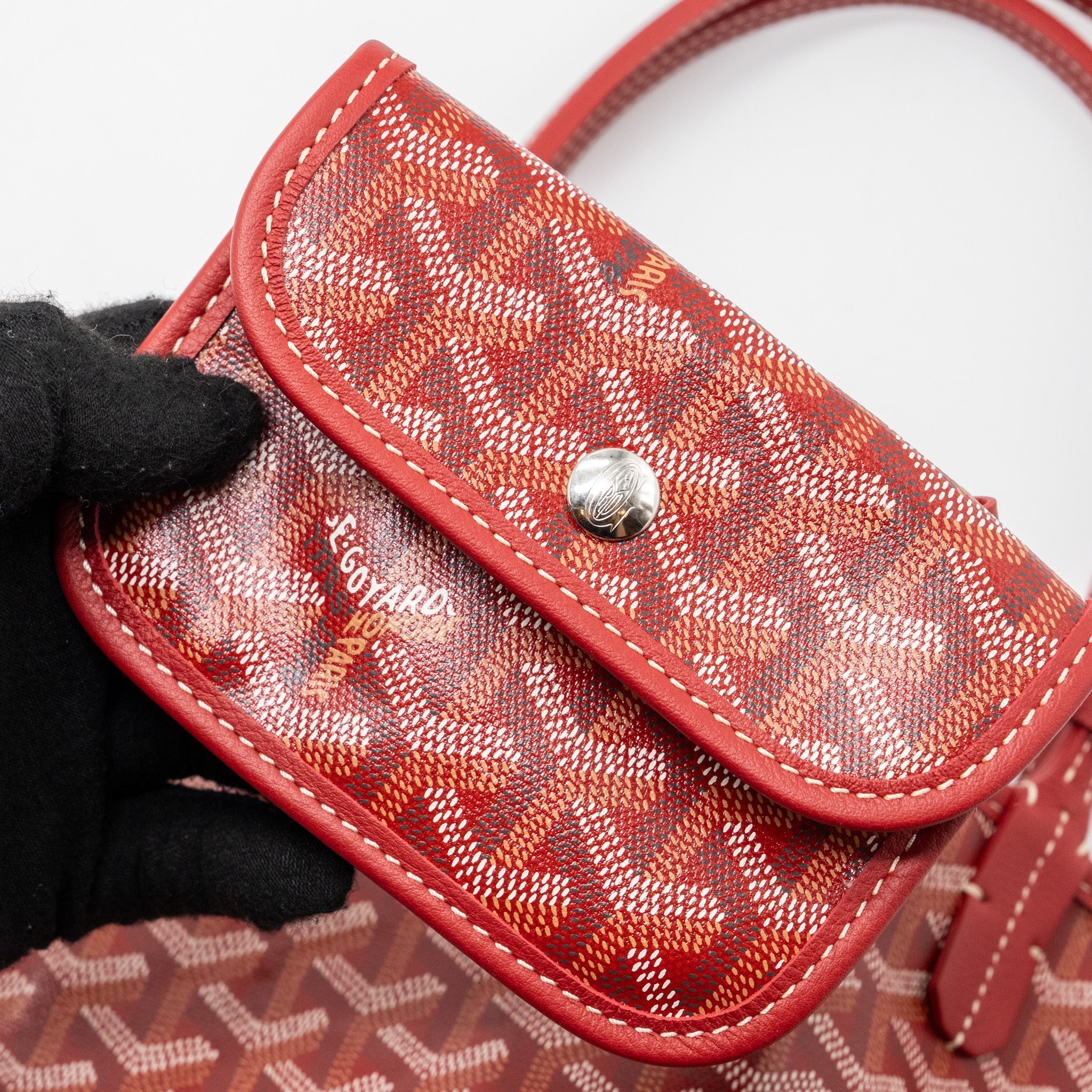 GOYARD MINI ANJOU TOTE BAG CANVAS/ CALFSKIN RED SHW