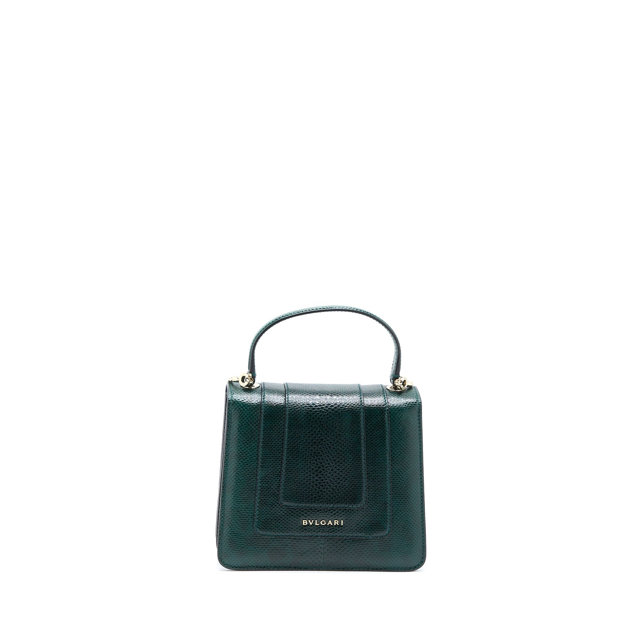 BVLGARI TOP HANDLE SERPENTI FOREVER CROSSBODY BAG SHINY KARUNG SKIN GREEN LGHW
