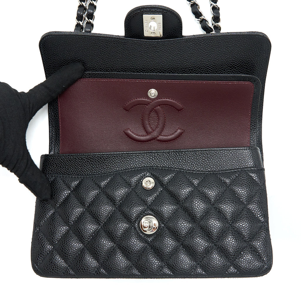 CHANEL SMALL CLASSIC FLAP BAG CAVIAR BLACK SHW