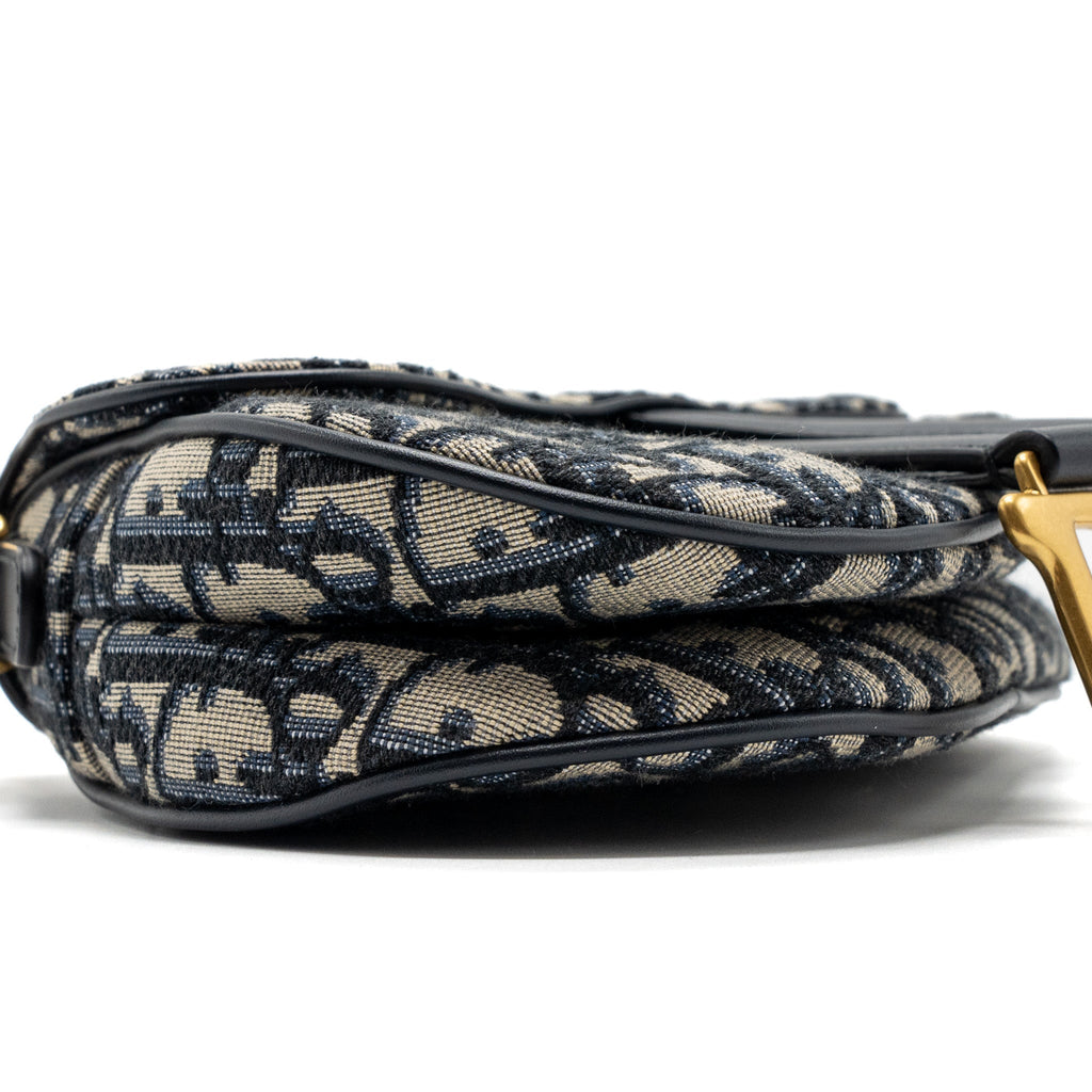 DIOR MINI SADDLE BAG BLUE OBLIQUE JACQUARD GHW