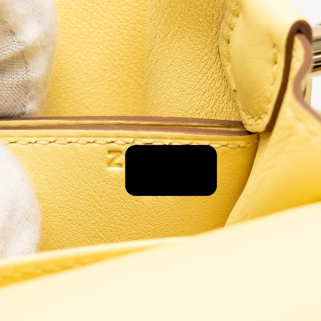 HERMES MINI ROULIS SWIFT 1Z JAUNE POUSSIN GHW