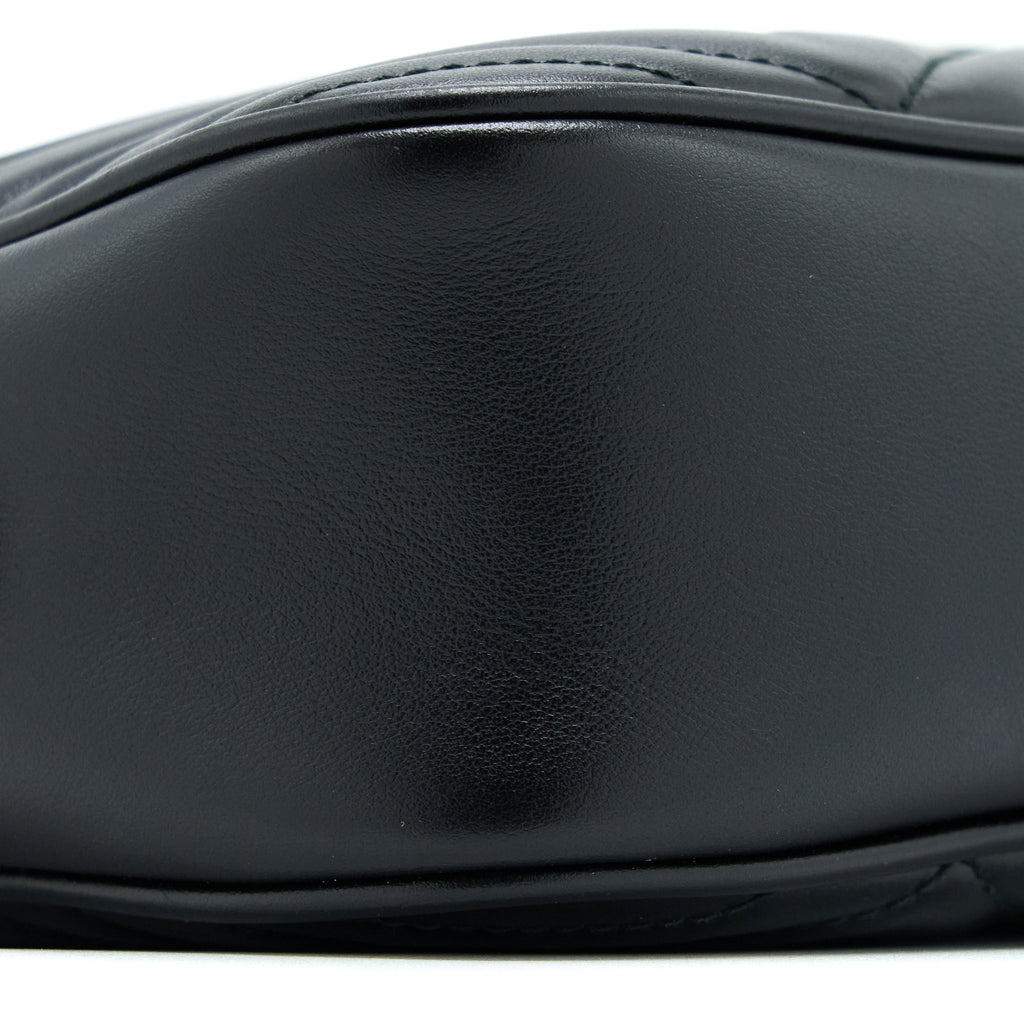GUCCI GG MARMONT CAMERA BAG BLACK BRUSHED GHW
