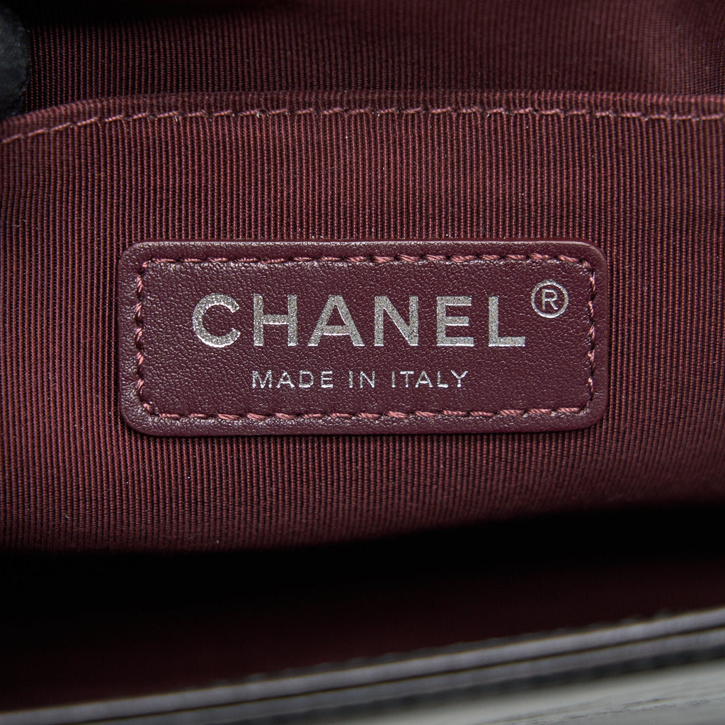 CHANEL OLD MEDIUM LEBOY BAG WITH CHAIN EDGE BLACK