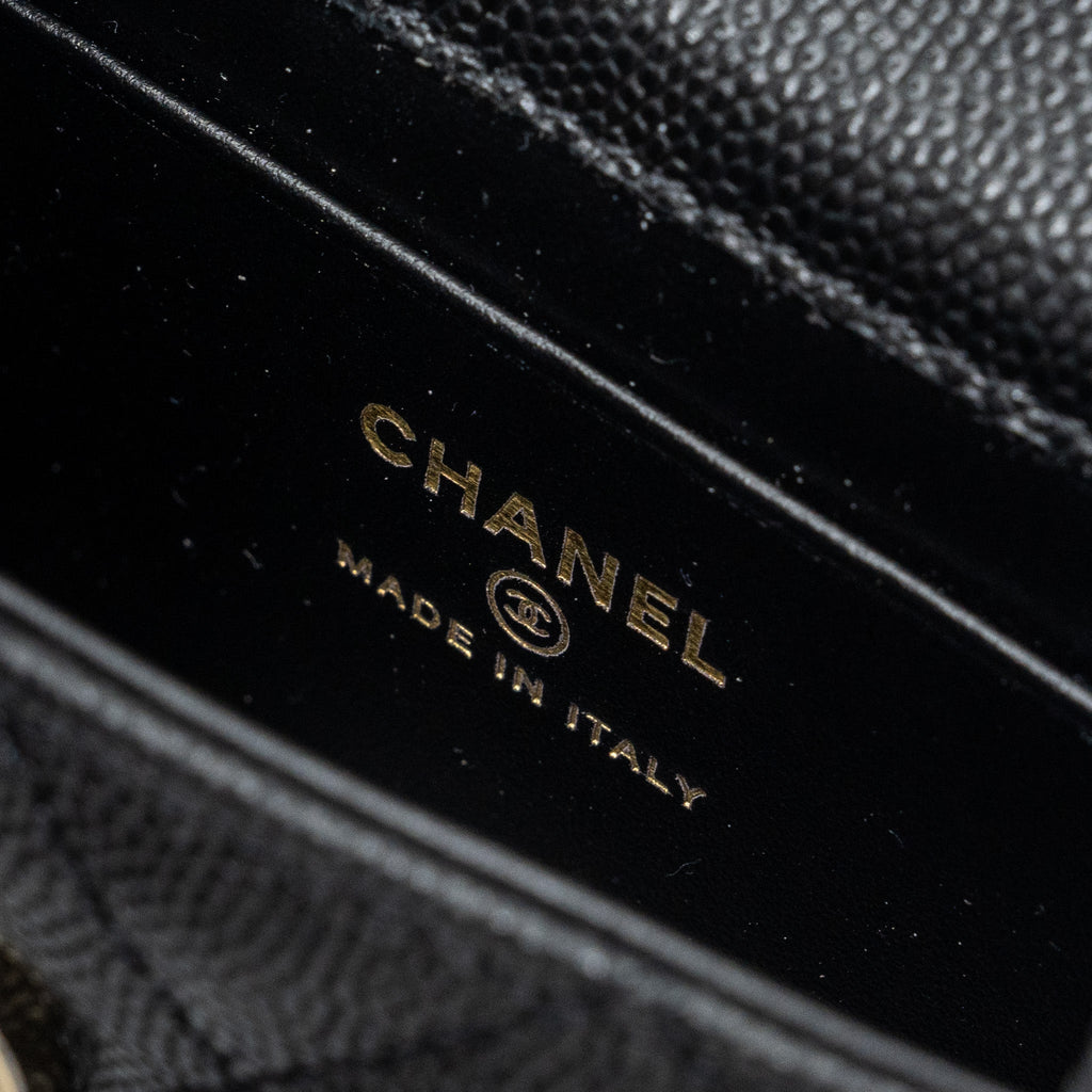 CHANEL MINI TOP HANDLE FLAP BAG CAVIAR BLACK LGHW (MICROCHIP)
