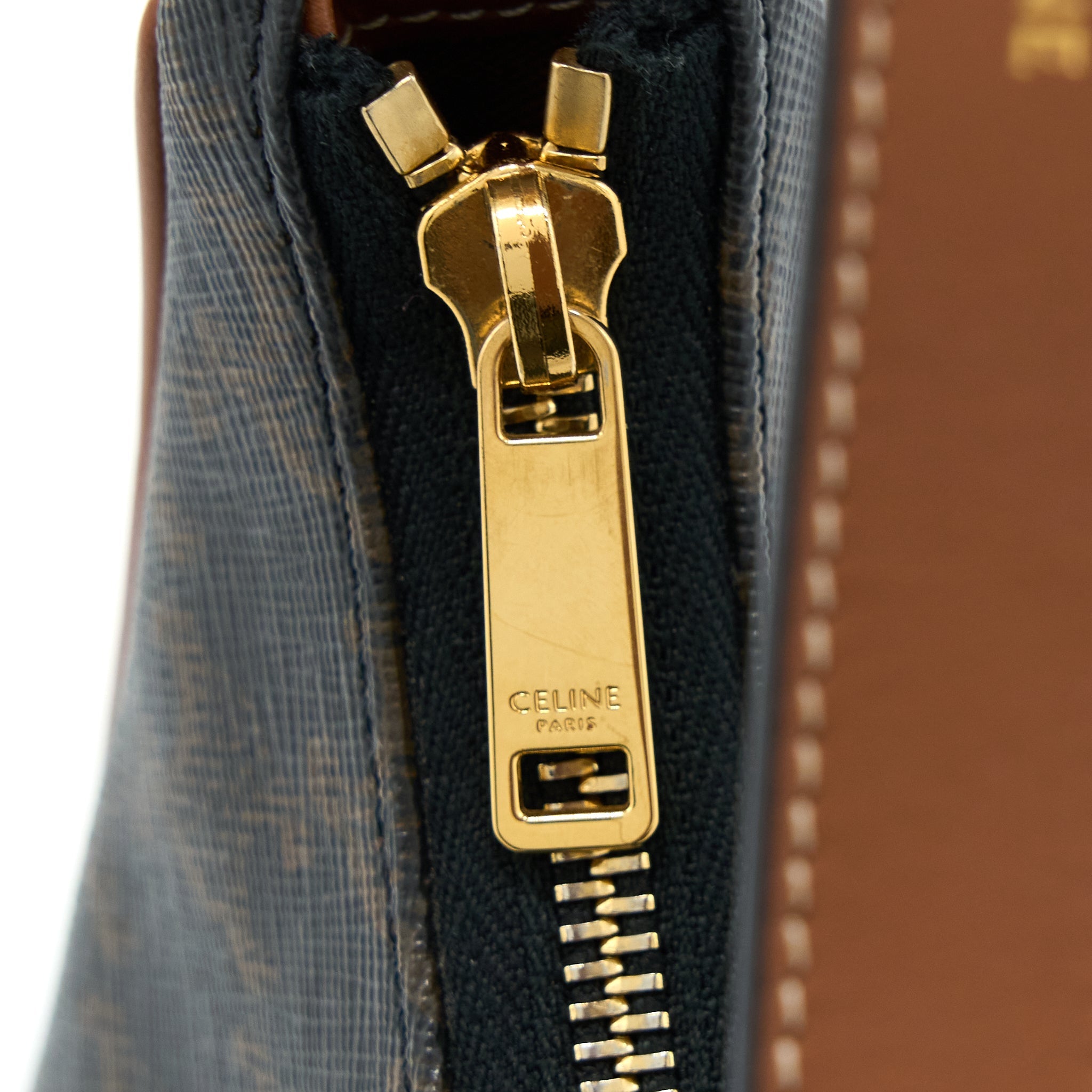 CELINE AVA BAG IN TRIOMPHE CANVAS AND CALFSKIN TAN