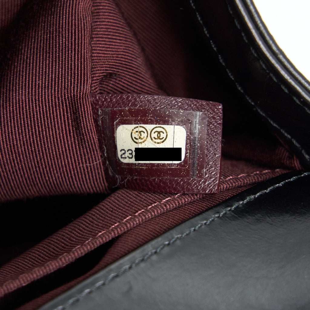CHANEL OLD MEDIUM LEBOY BAG WITH CHAIN EDGE BLACK