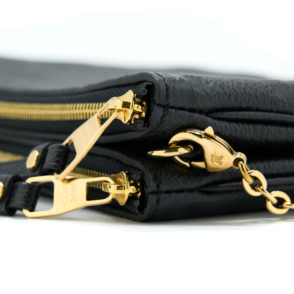 LOUIS VUITTON DOUBLE ZIP POCHETTE MONOGRAM EMPREINTE BLACK GHW