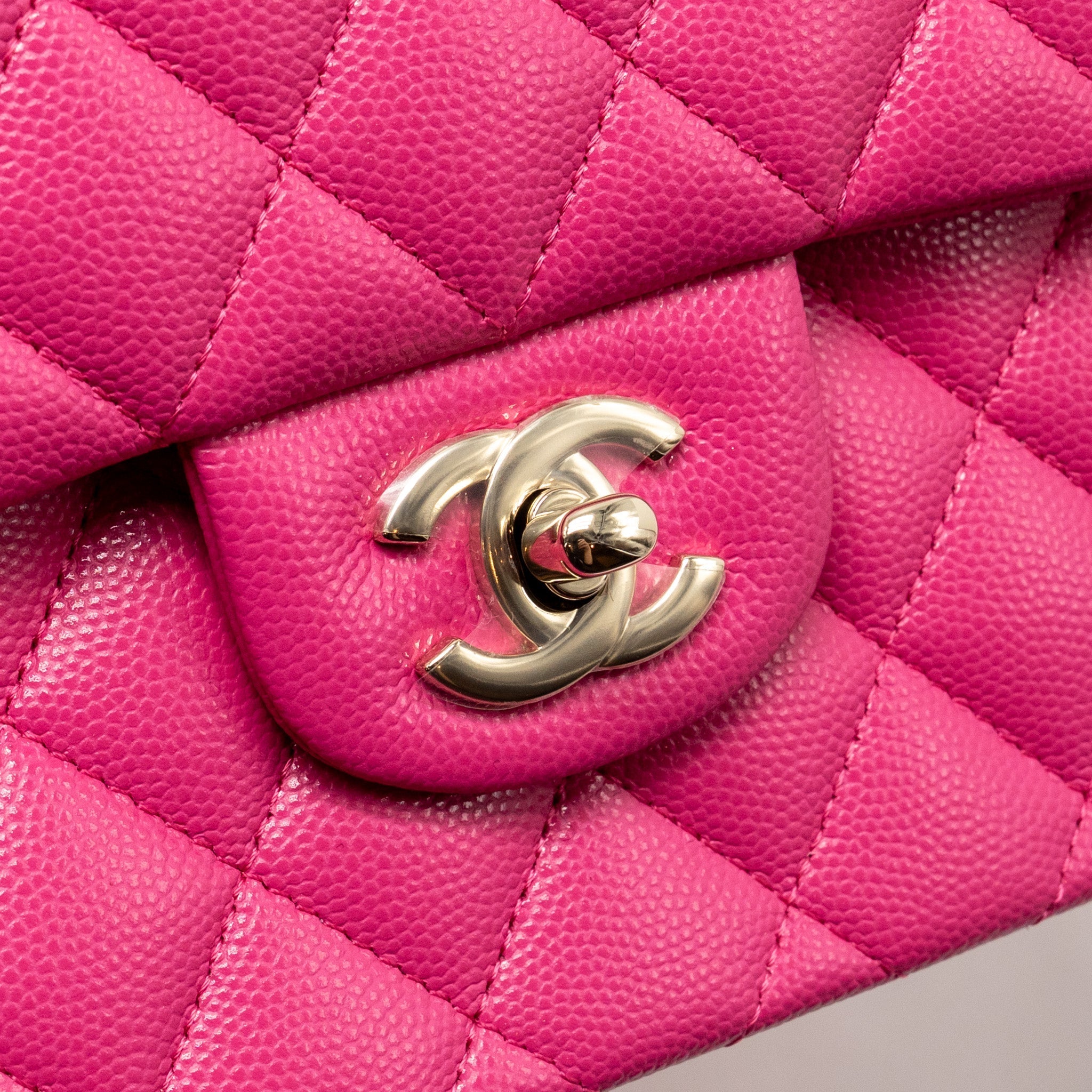 CHANEL SMALL CLASSIC DOUBLE FLAP BAG CAVIAR PINK LGHW (MICROCHIP)