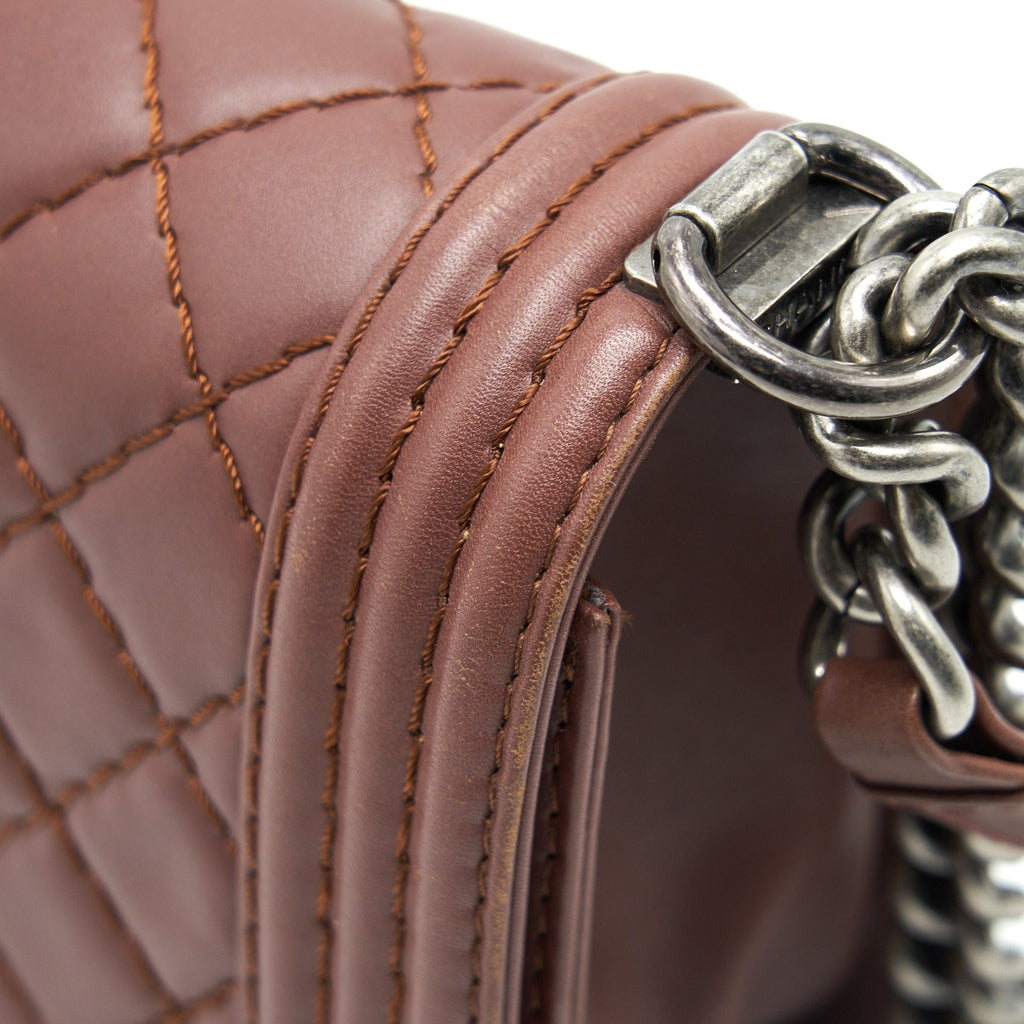CHANEL MEDIUM BOY CHANEL BAG CHOCOLATE BROWN SHW