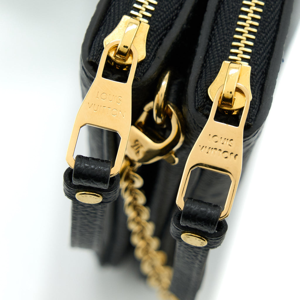 LOUIS VUITTON DOUBLE ZIP POCHETTE MONOGRAM EMPREINTE BLACK GHW