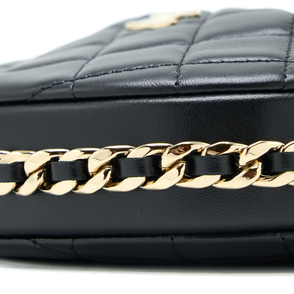 CHANEL 23C ROUND CLUTCH LAMBSKIN BLACK LGHW (MICROCHIP)
