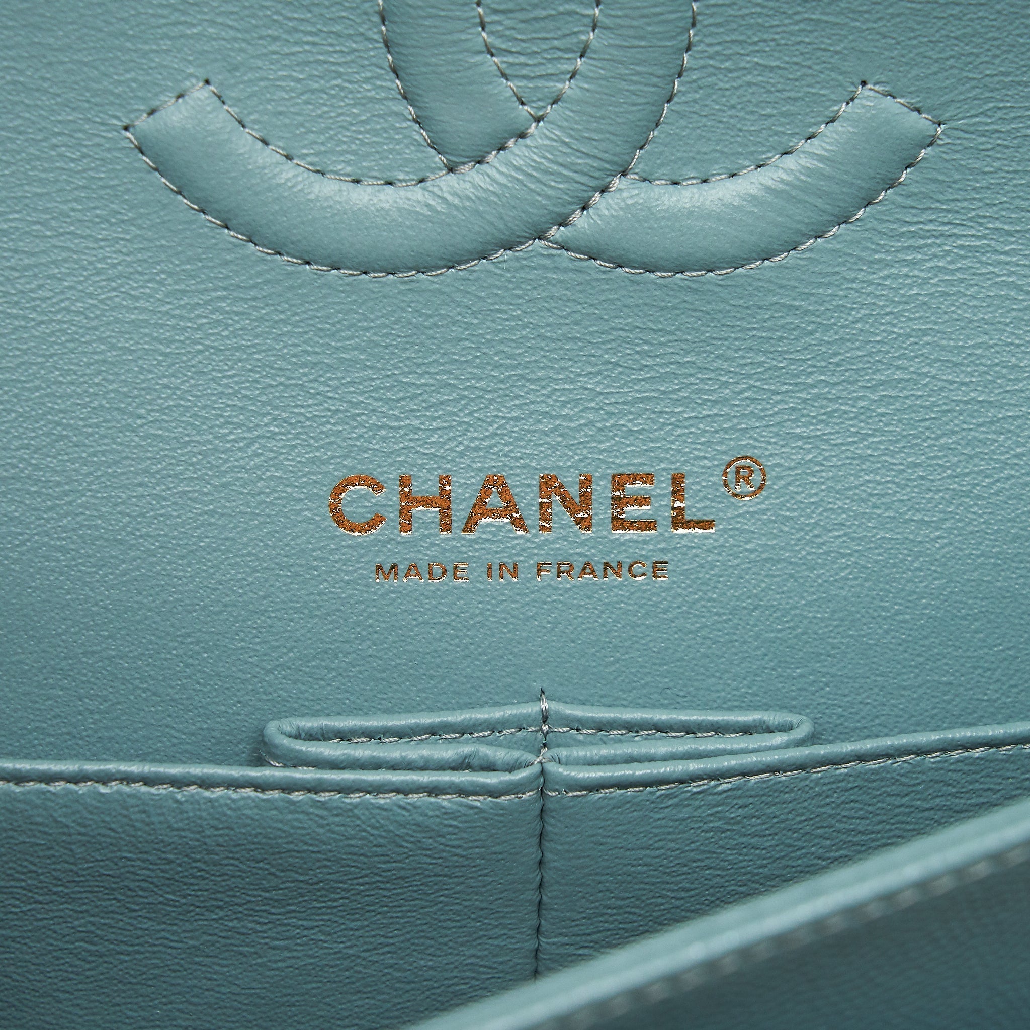 CHANEL CLASSIC DOUBLE FLAP BAG CAVIAR BLUE BRUSHED GHW