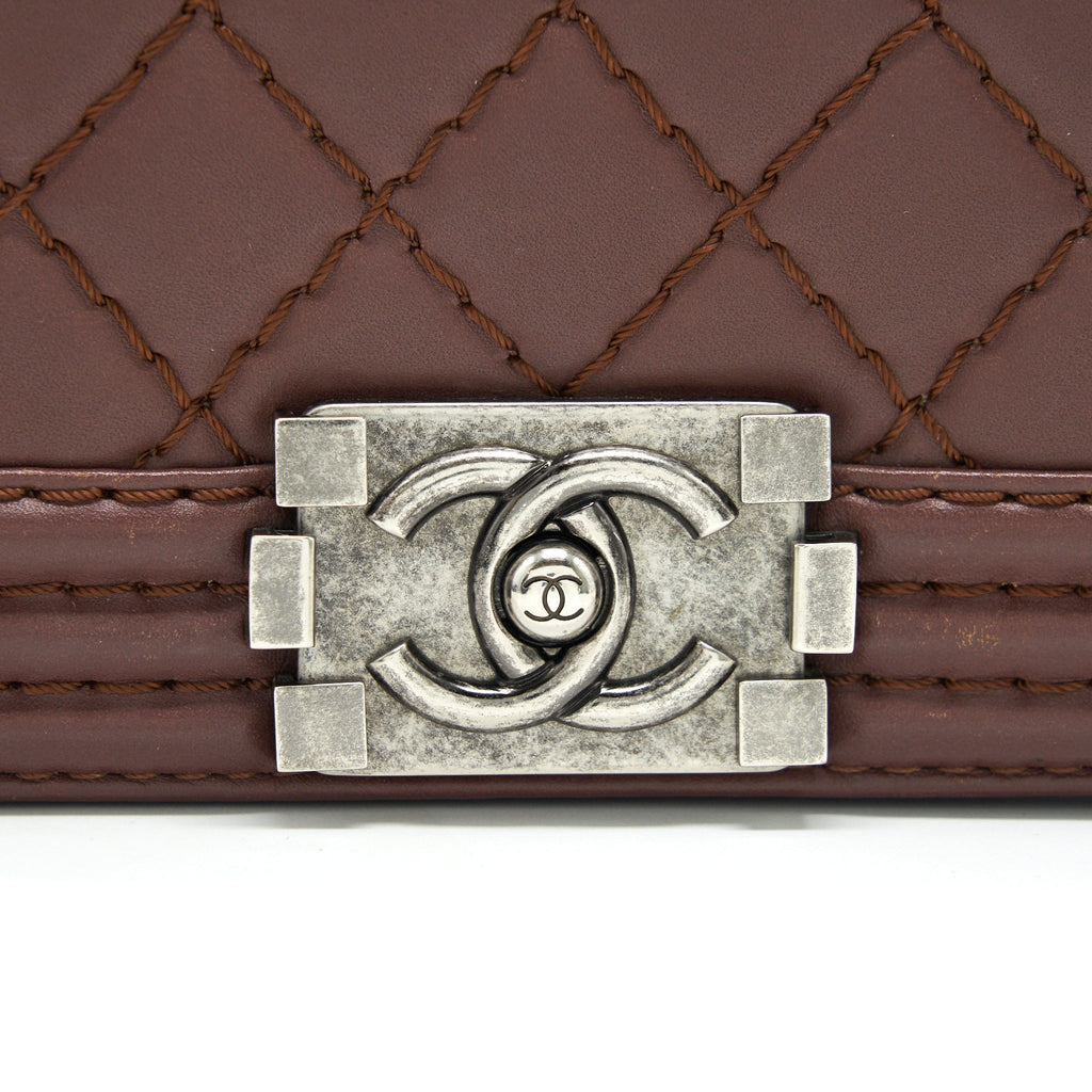 CHANEL MEDIUM BOY CHANEL BAG CHOCOLATE BROWN SHW