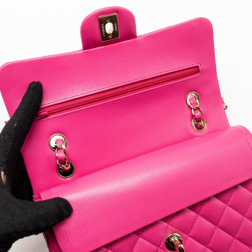 CHANEL SMALL CLASSIC DOUBLE FLAP BAG CAVIAR PINK LGHW (MICROCHIP)