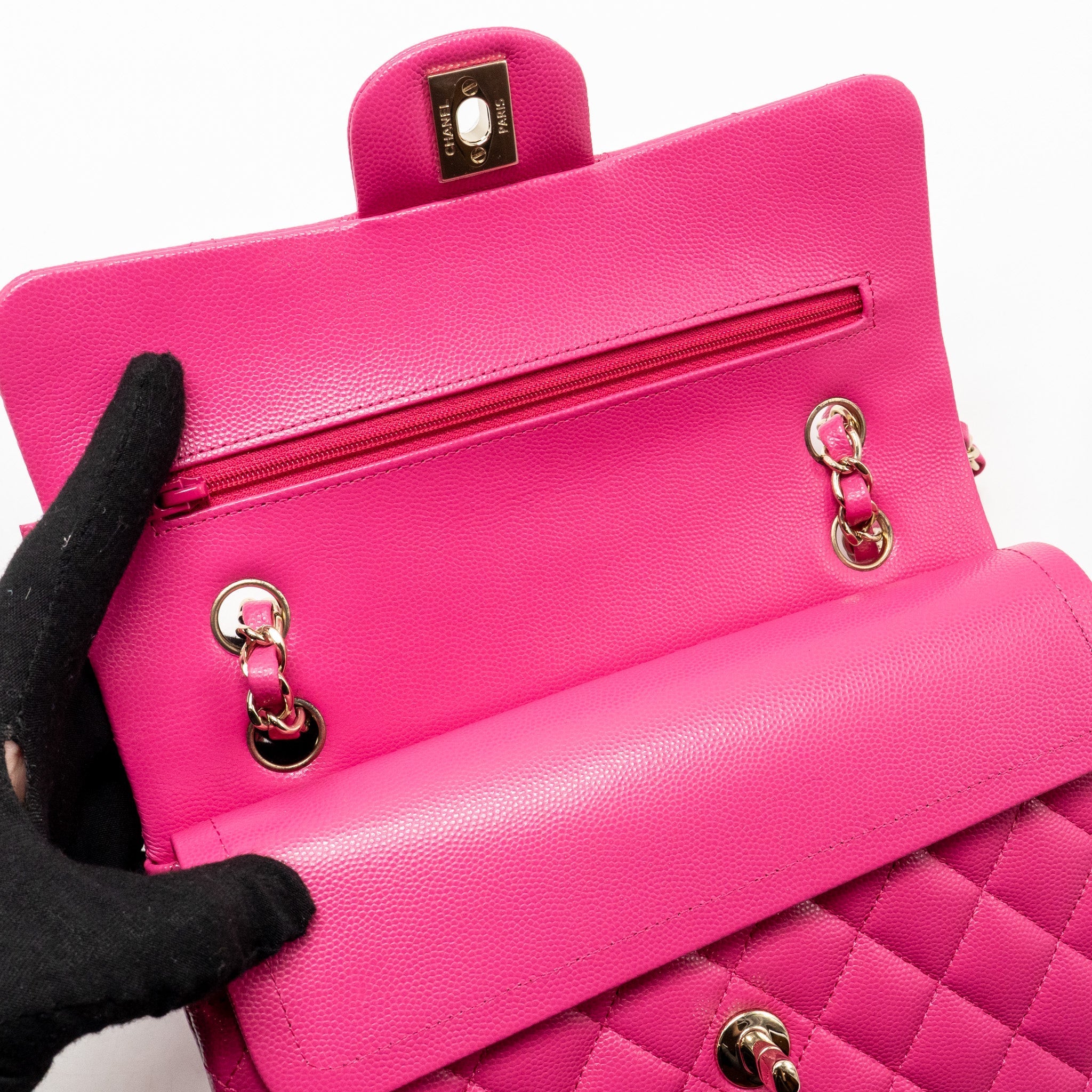 CHANEL SMALL CLASSIC DOUBLE FLAP BAG CAVIAR PINK LGHW (MICROCHIP)