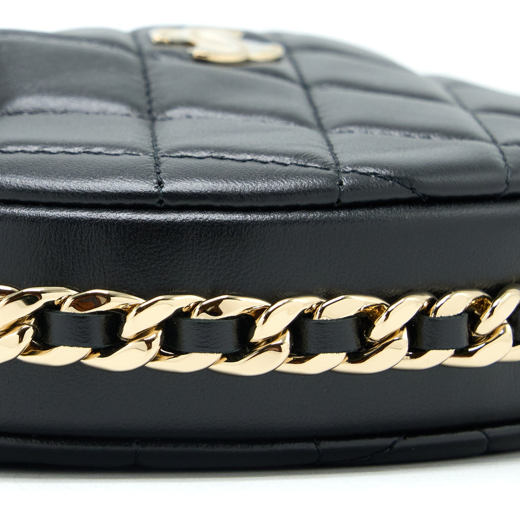 CHANEL 23C ROUND CLUTCH LAMBSKIN BLACK LGHW (MICROCHIP)