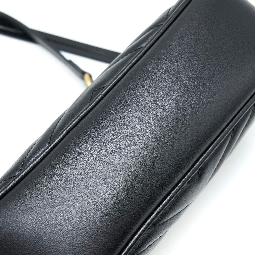 GUCCI GG MARMONT CAMERA BAG BLACK BRUSHED GHW