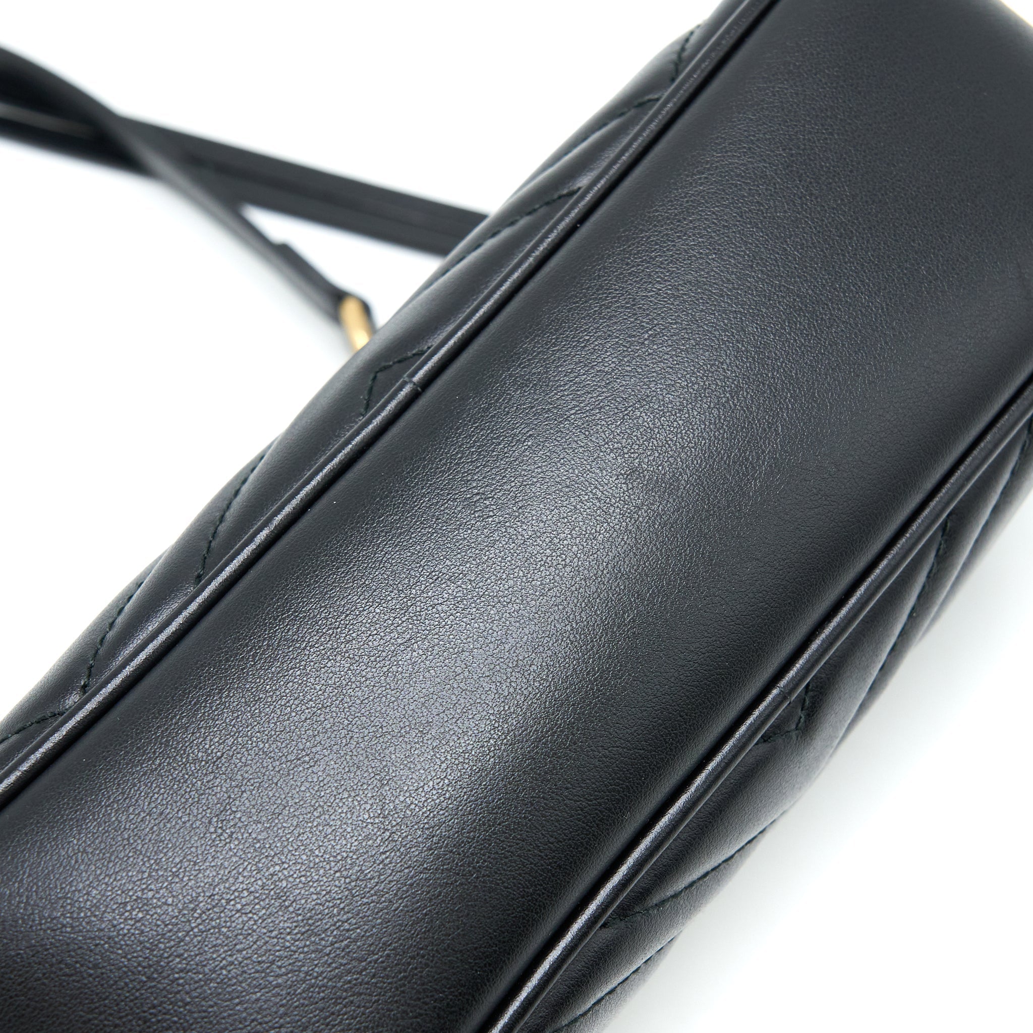 GUCCI GG MARMONT CAMERA BAG BLACK BRUSHED GHW