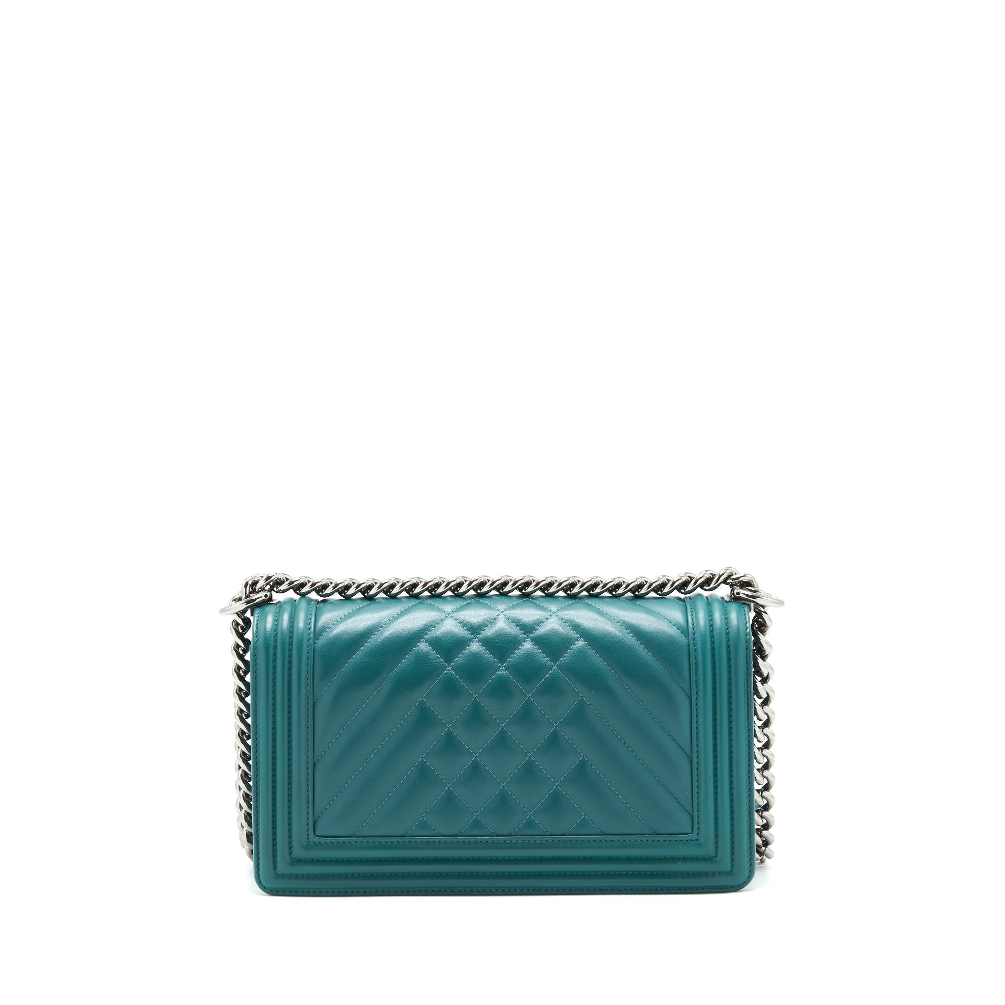 CHANEL MEDIUM BOY LAMBSKIN GREEN SHW