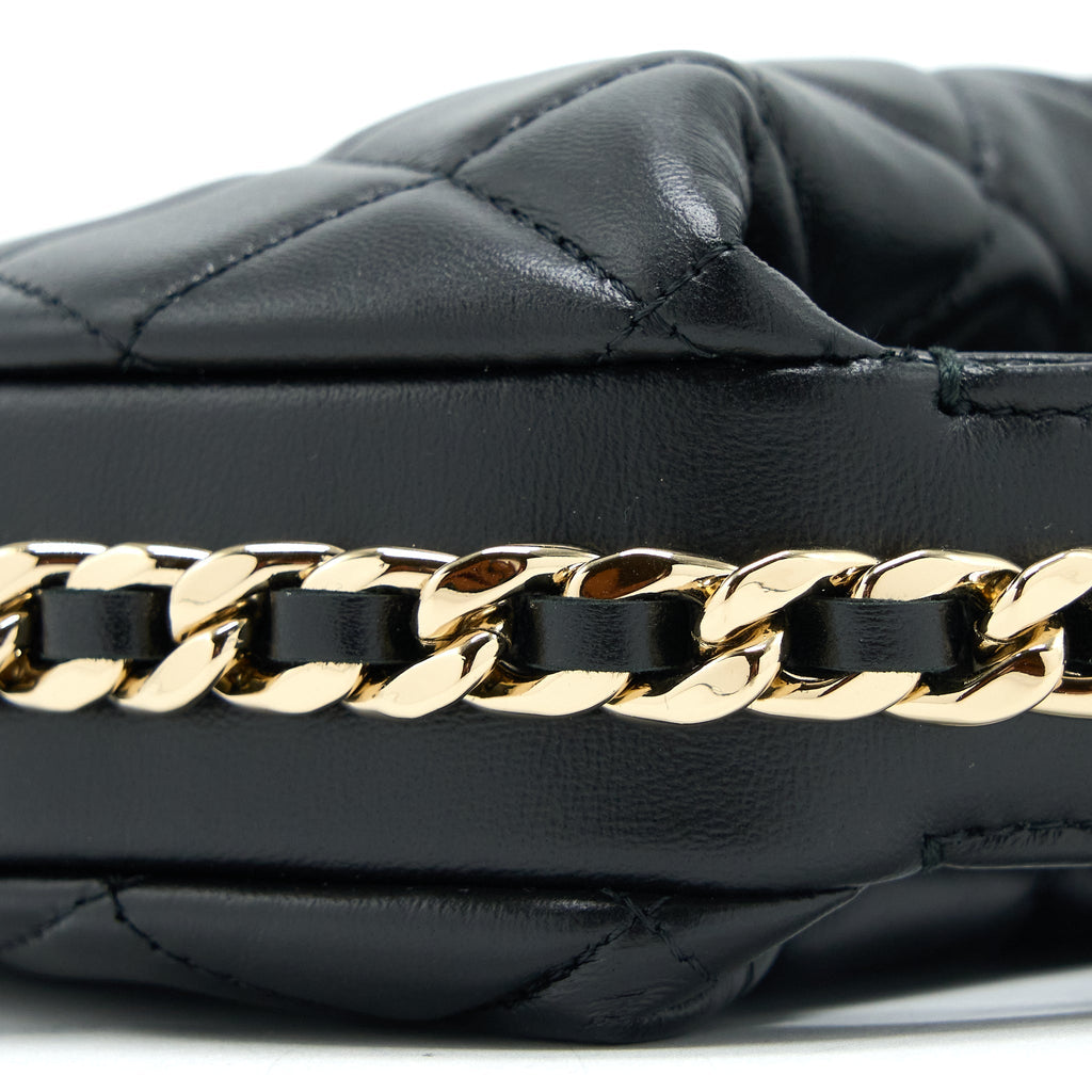 CHANEL 23C ROUND CLUTCH LAMBSKIN BLACK LGHW (MICROCHIP)