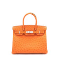 HERMES BIRKIN 30 OSTRICH TANGERINE SHW