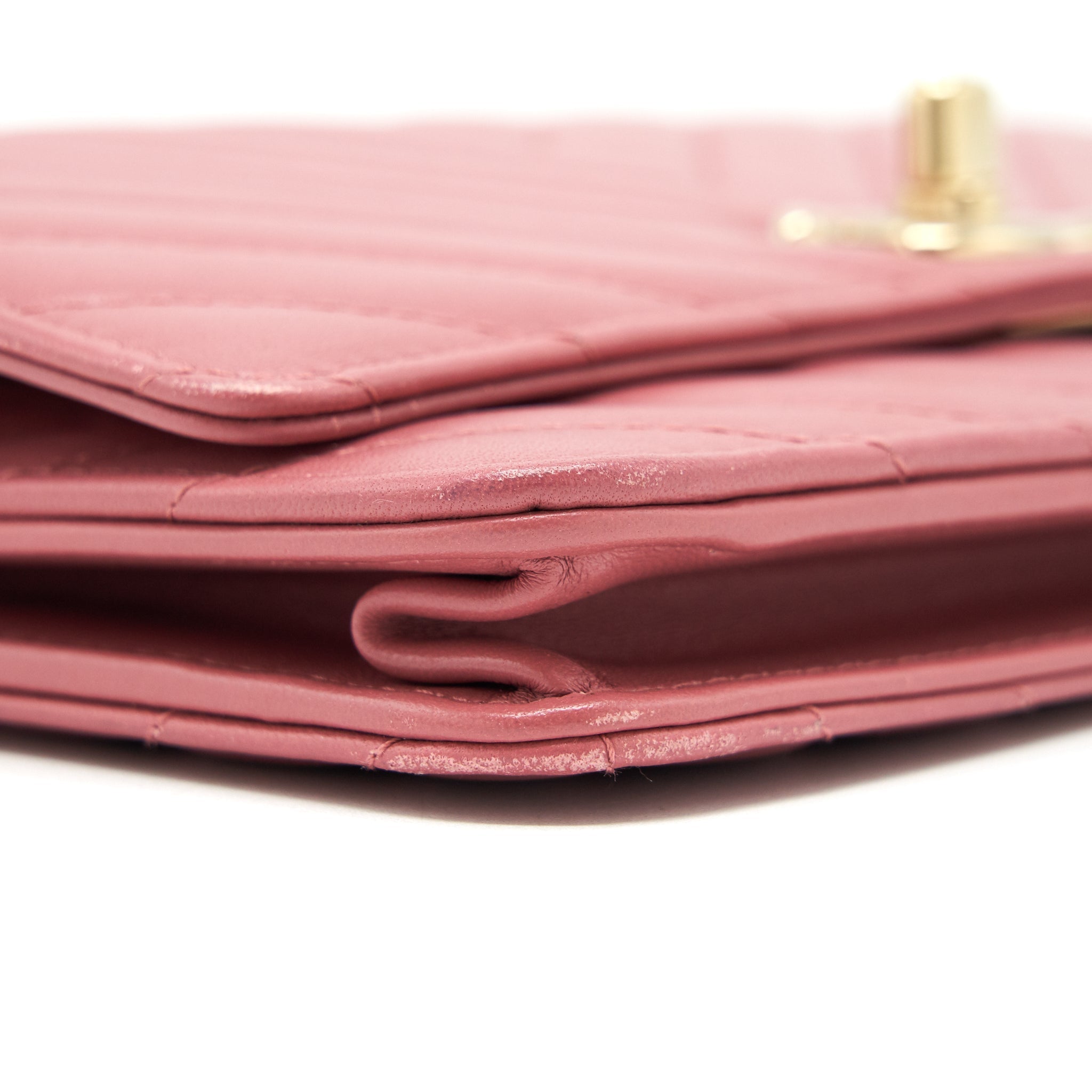 CHANEL CHEVRON TRENDY CC WALLET ON CHAIN LAMBSKIN PINK LGHW