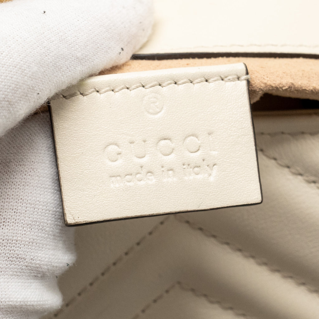GUCCI GG MARMONT SUPER MINI CALFSKIN WHITE GHW