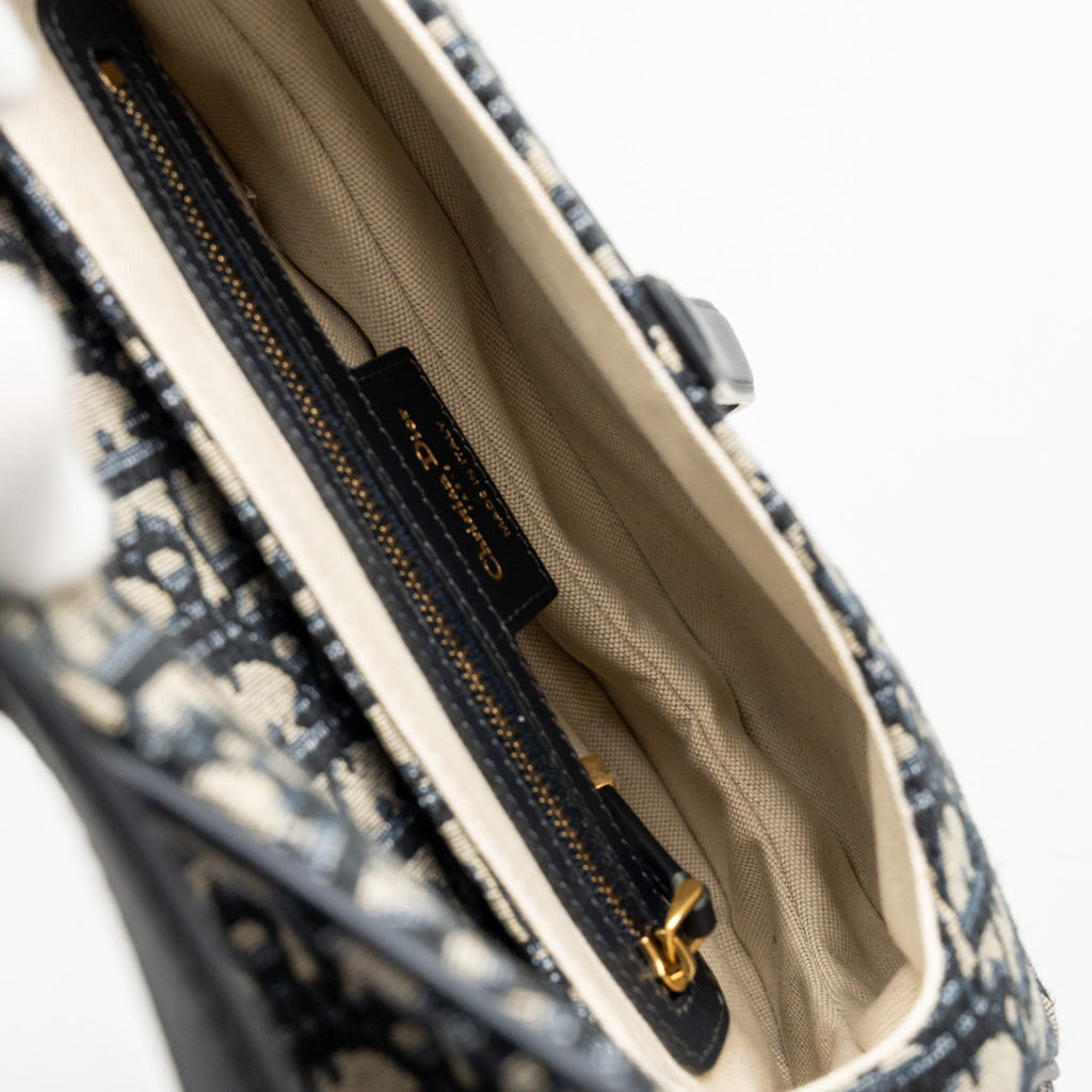 DIOR MEDIUM SADDLE BAG BLUE OBLIQUE CANVAS GHW