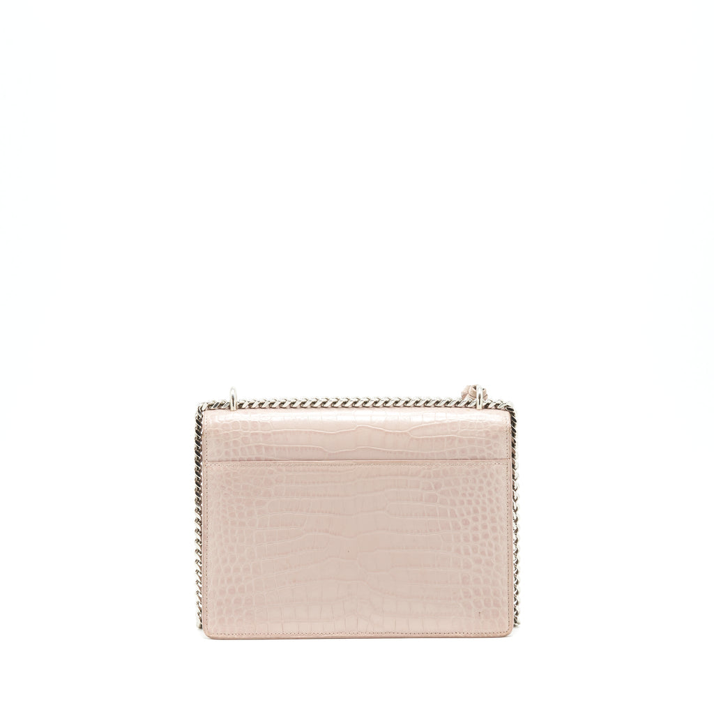 SAINT LAURENT SUNSET BAG CROCODILE EMBOSSED PINK SHW
